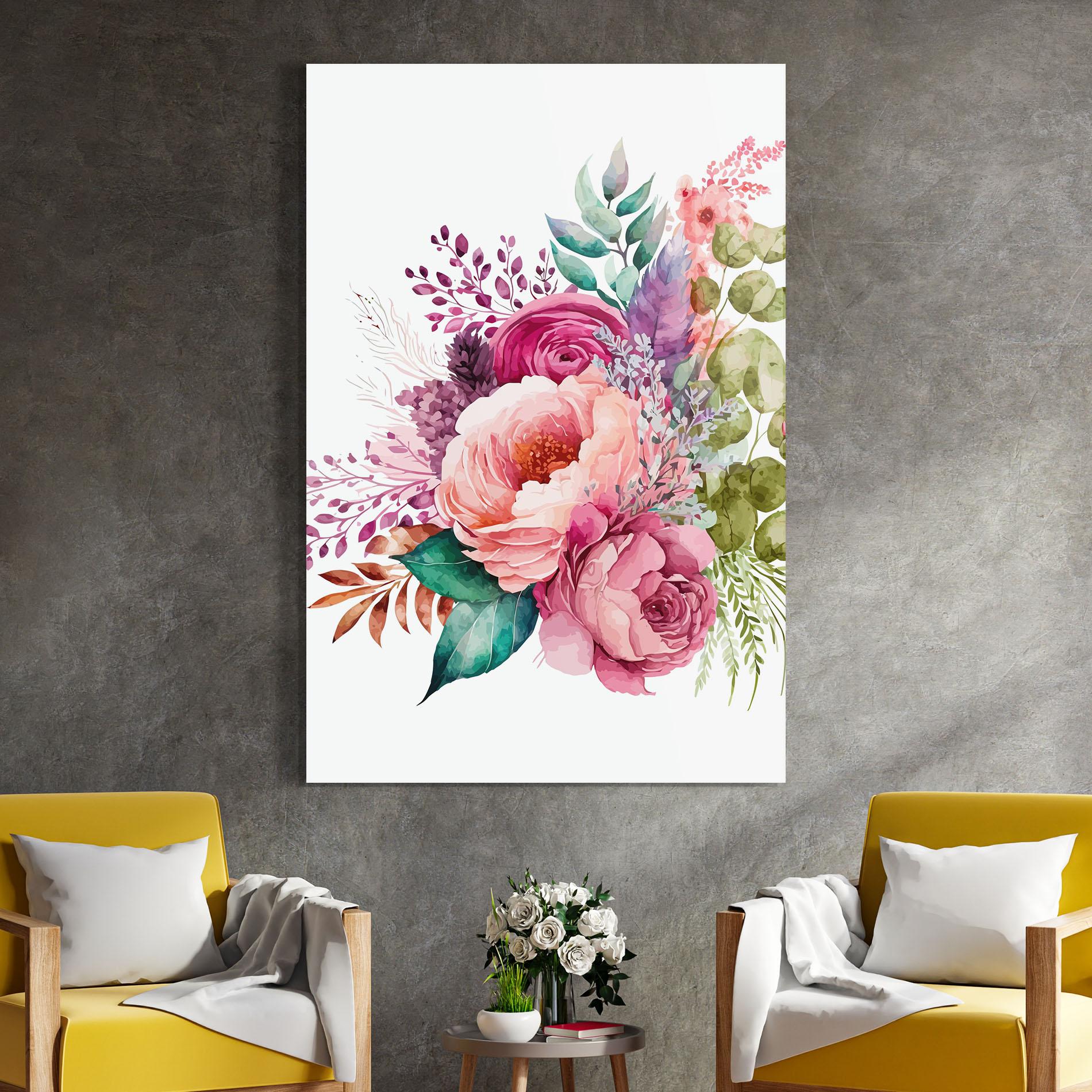 Tablou Sticla Bouquet Of Pink Roses mockup 4