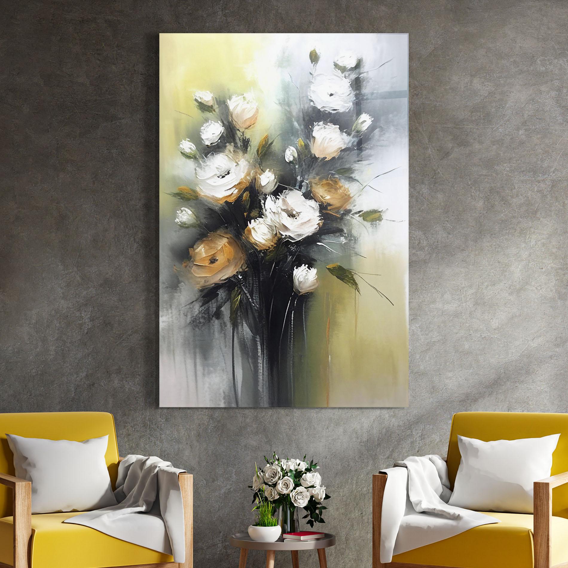 Tablou Sticla Bouquet Painting mockup 4