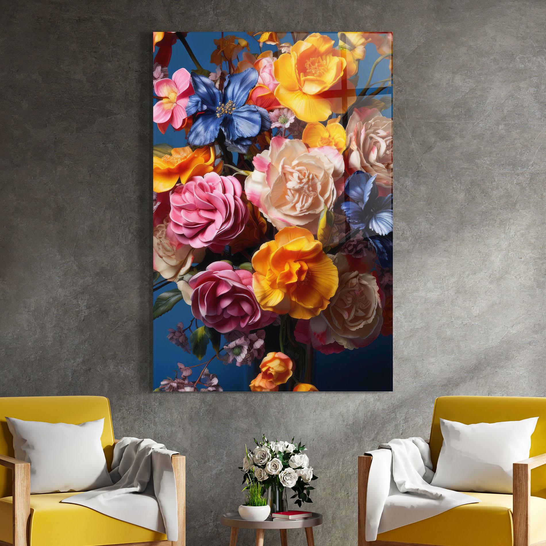 Tablou Sticla Colorful Flower Bouquet mockup 4