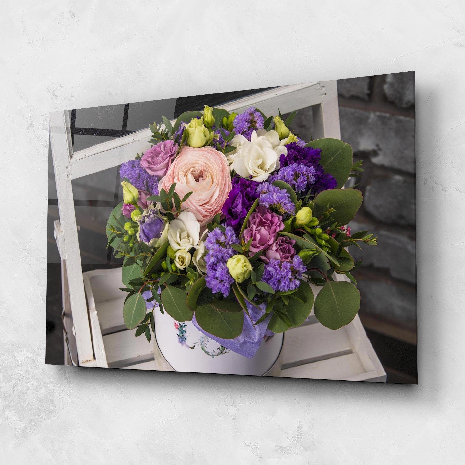 Tablou Sticla Big Pink Rose Bouquet mockup 1