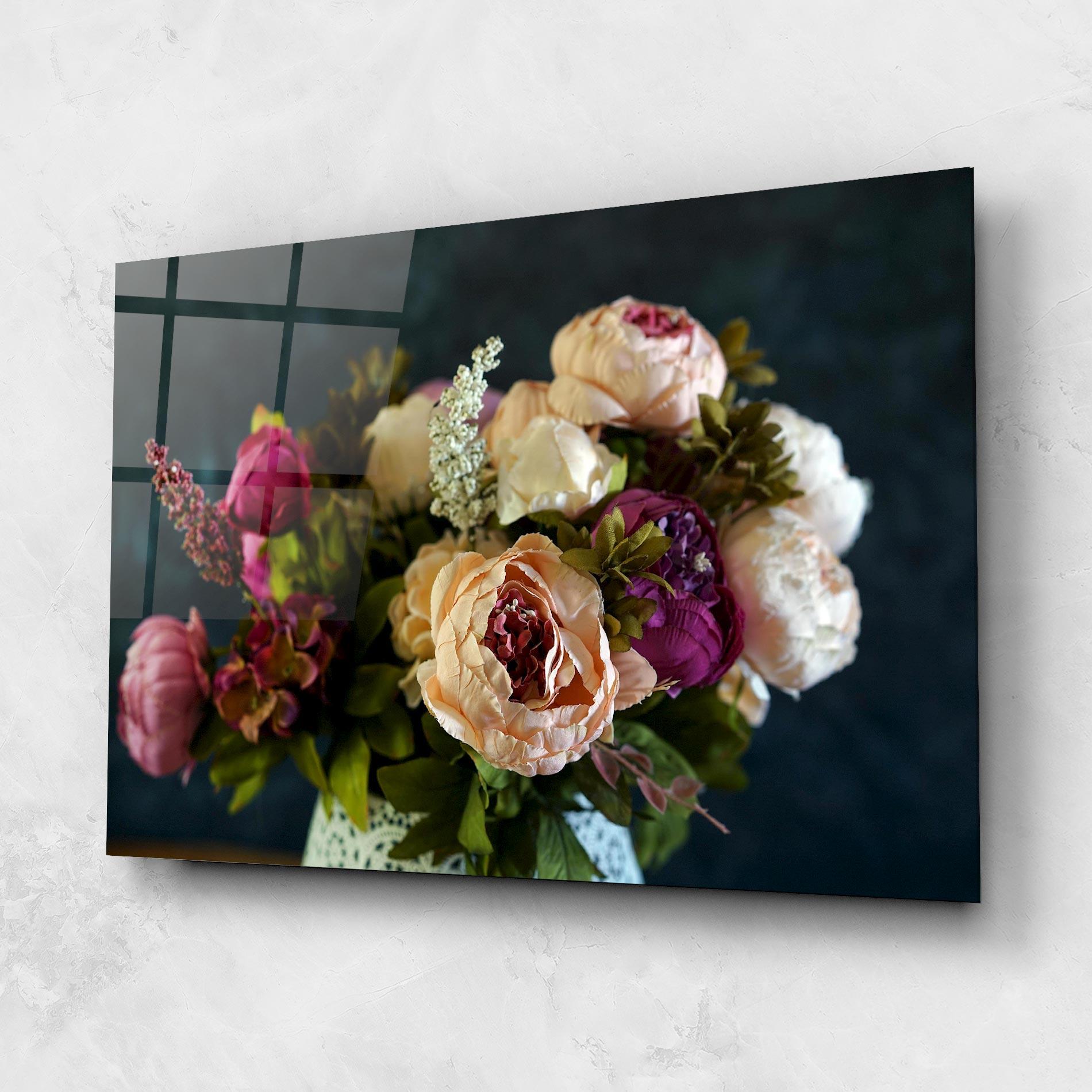 Tablou Sticla Cream Roses Bouquet mockup 1