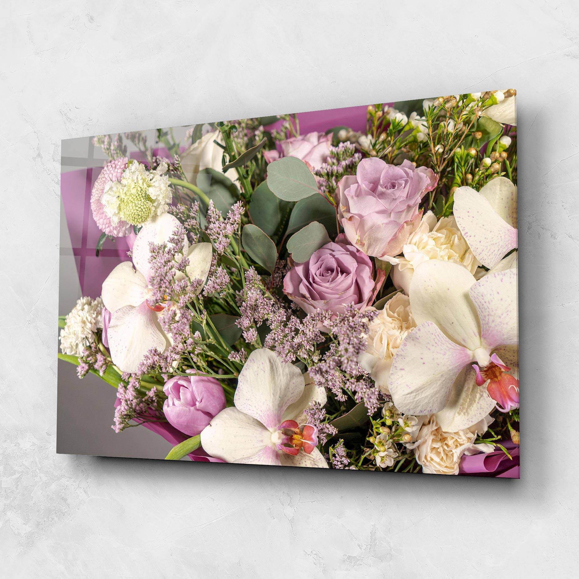 Tablou Sticla Cute Purple Bouquet mockup 1