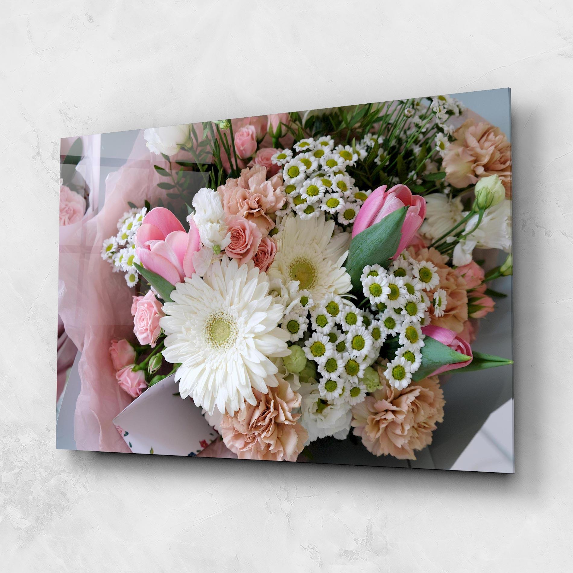 Tablou Sticla Flower Mix Bouquet mockup 1
