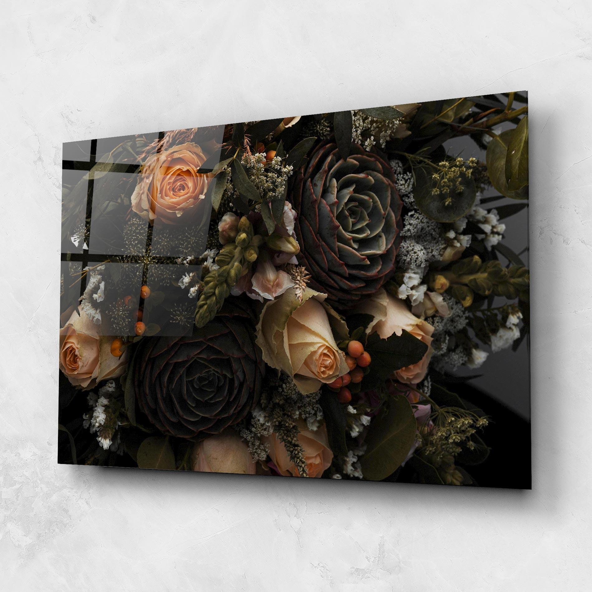 Tablou Sticla Luxurious Black Bouquet mockup 1