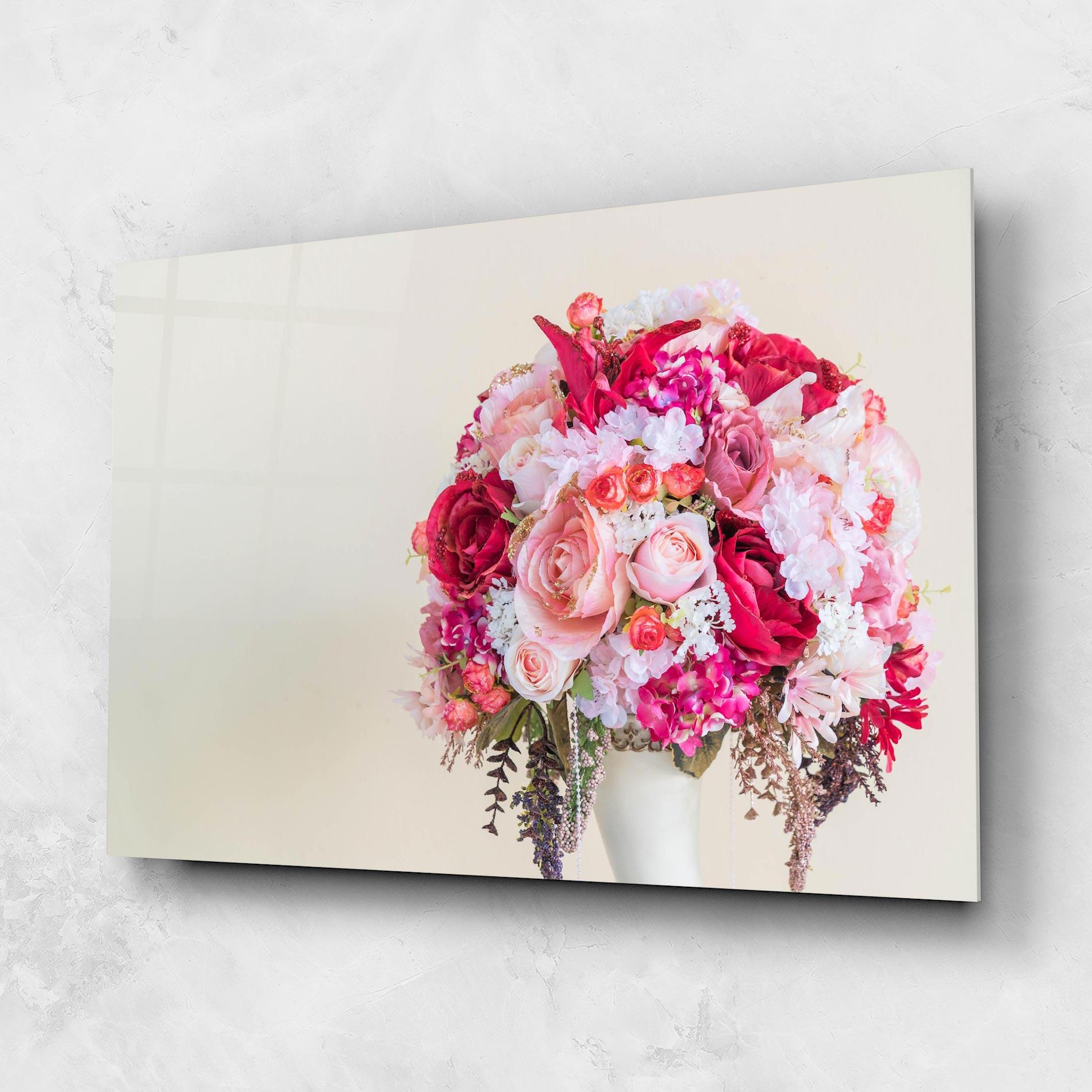 Tablou Sticla Mixed Pink Flowers mockup 1