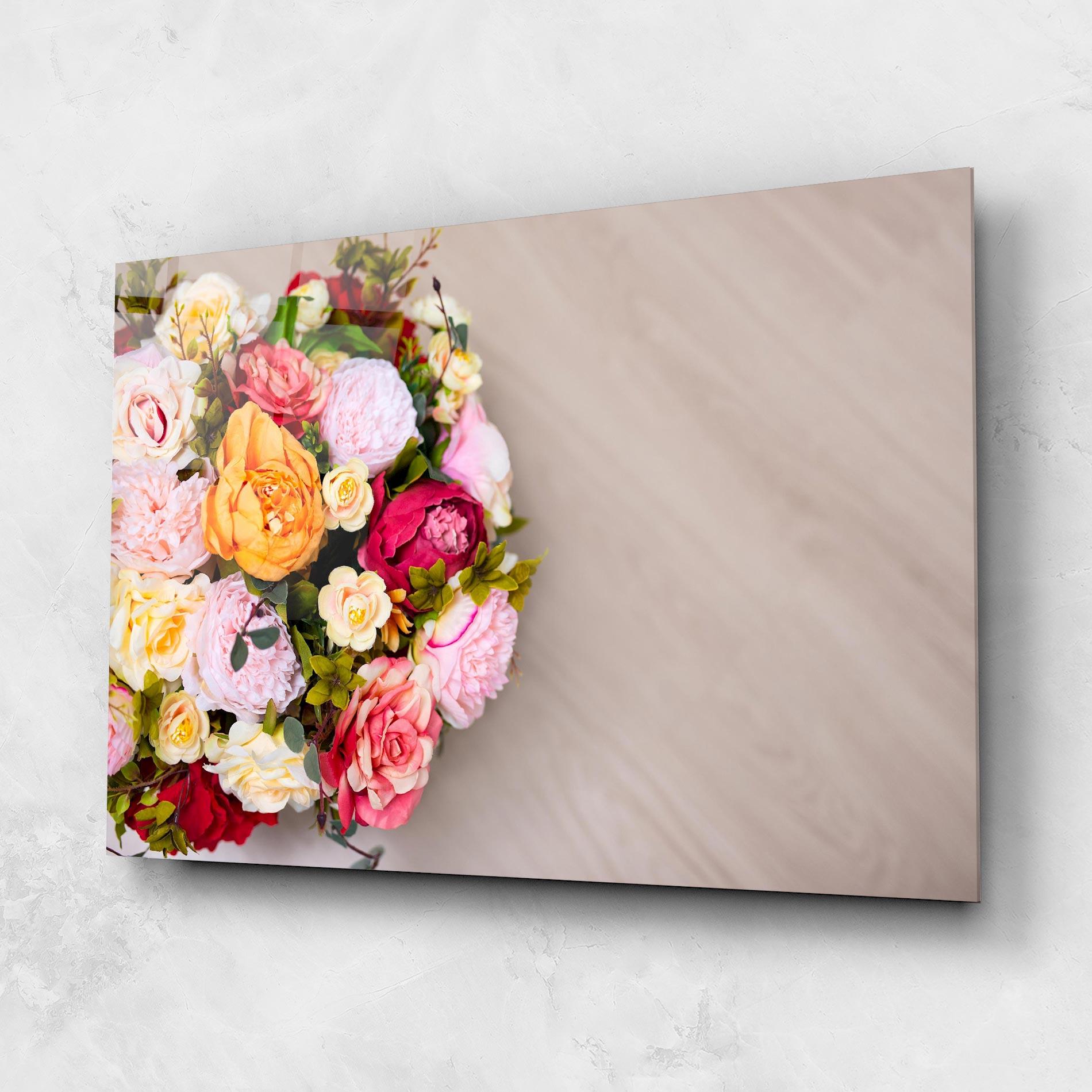 Tablou Sticla Orange Purple Bouquet mockup 1