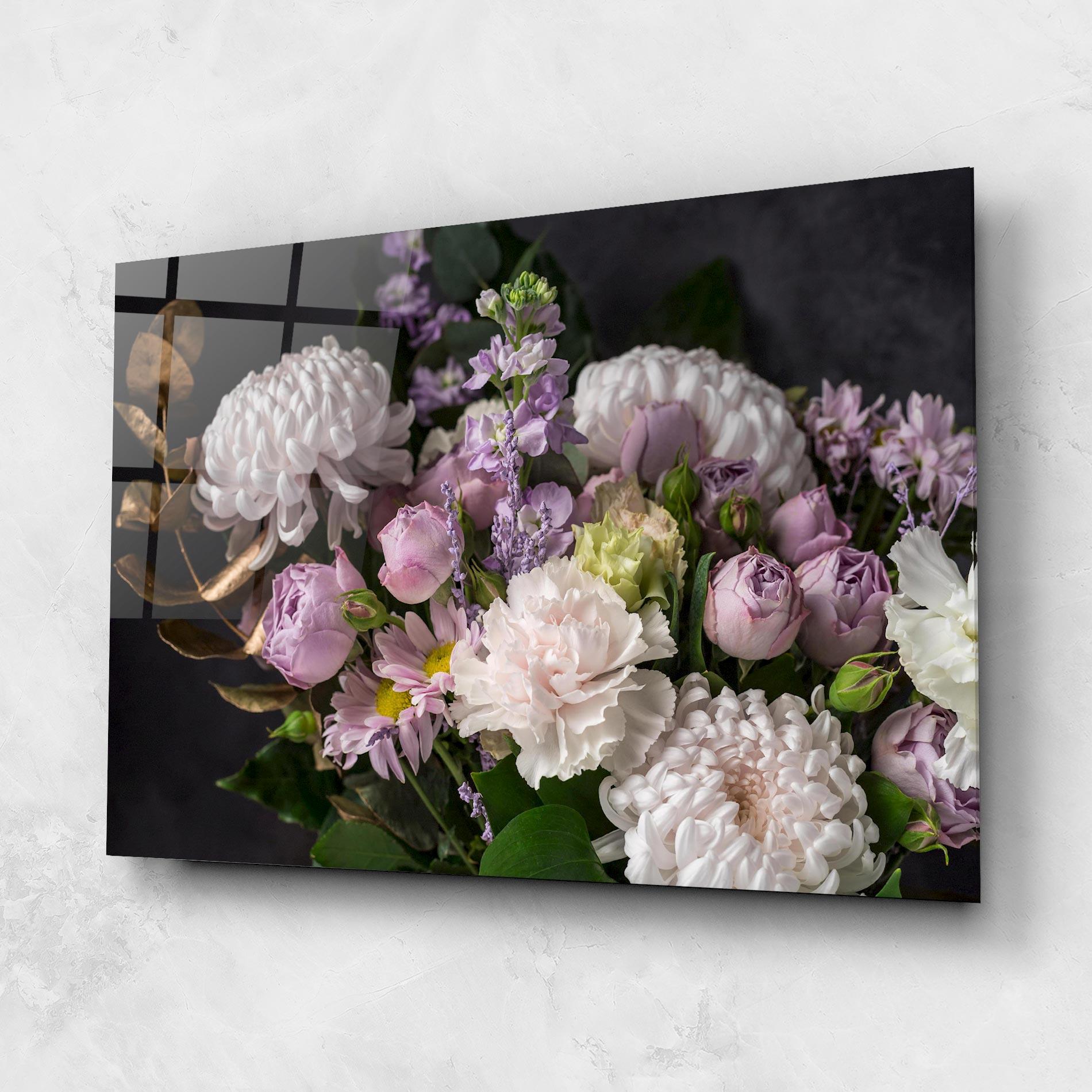 Tablou Sticla Pastel Purple Bouquet mockup 1