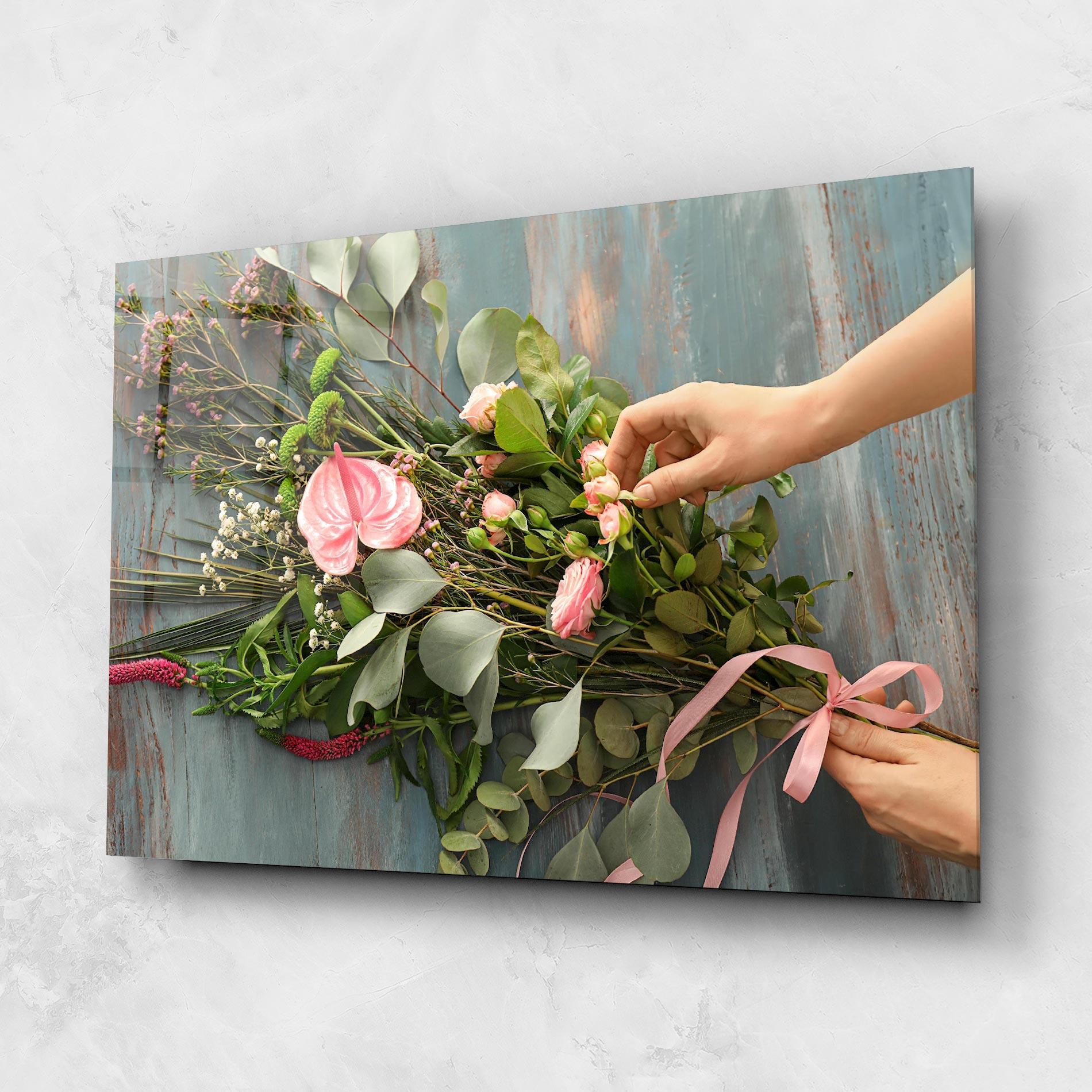 Tablou Sticla Preparing Bouquet mockup 1