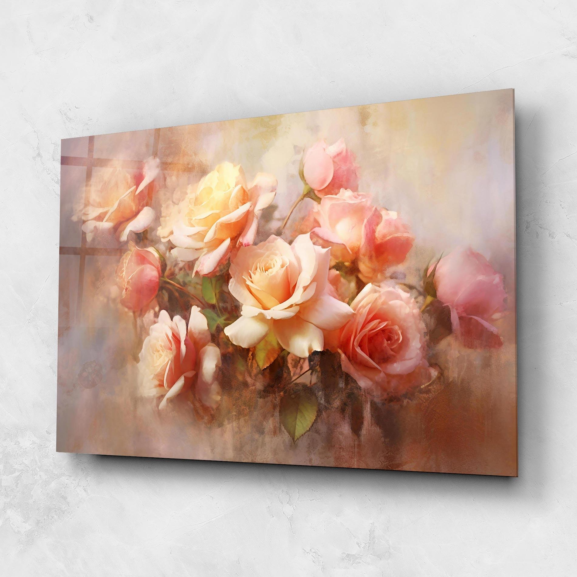 Tablou Sticla Roses Bouquet Painting mockup 1