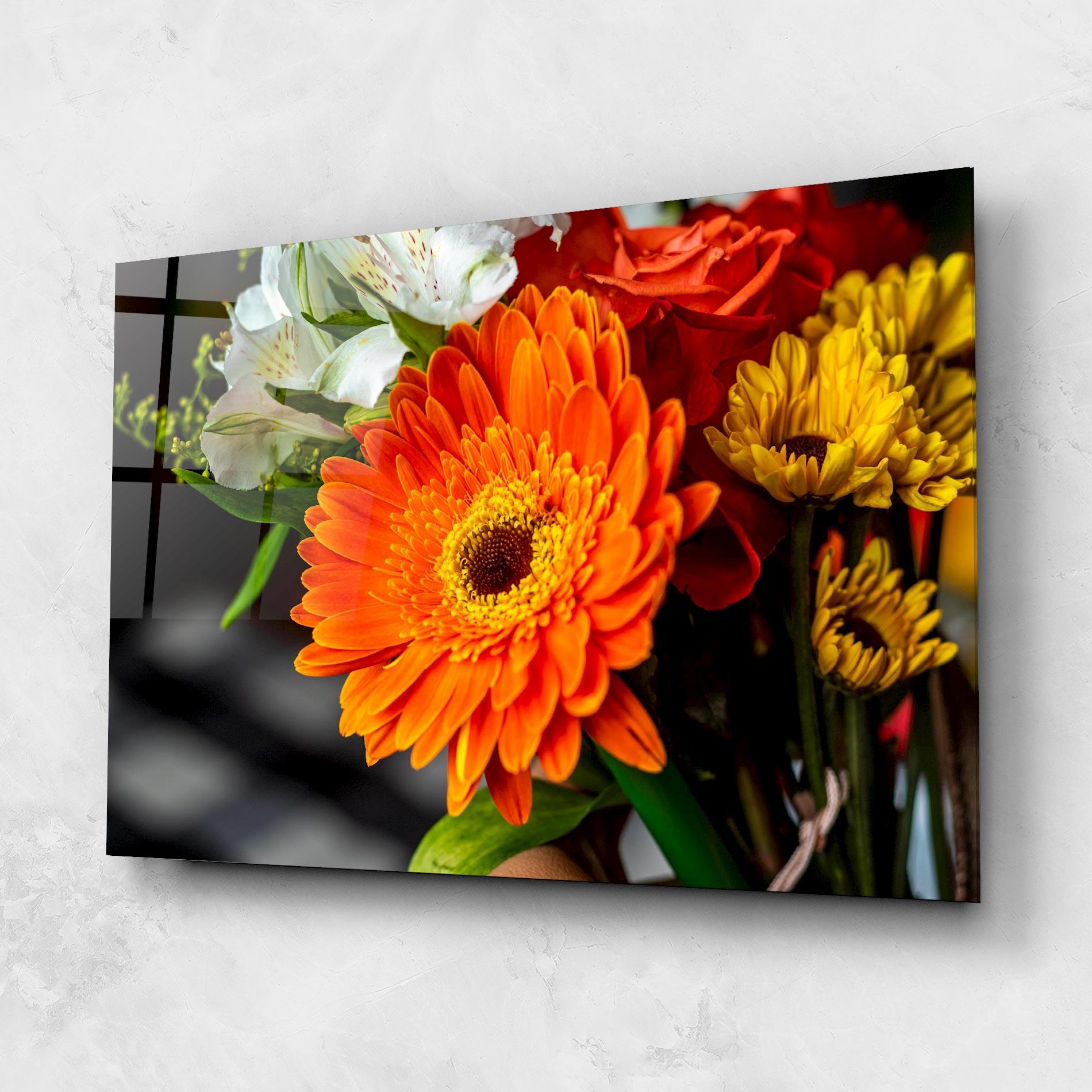 Tablou Sticla Strong Orange Bouquet mockup 1
