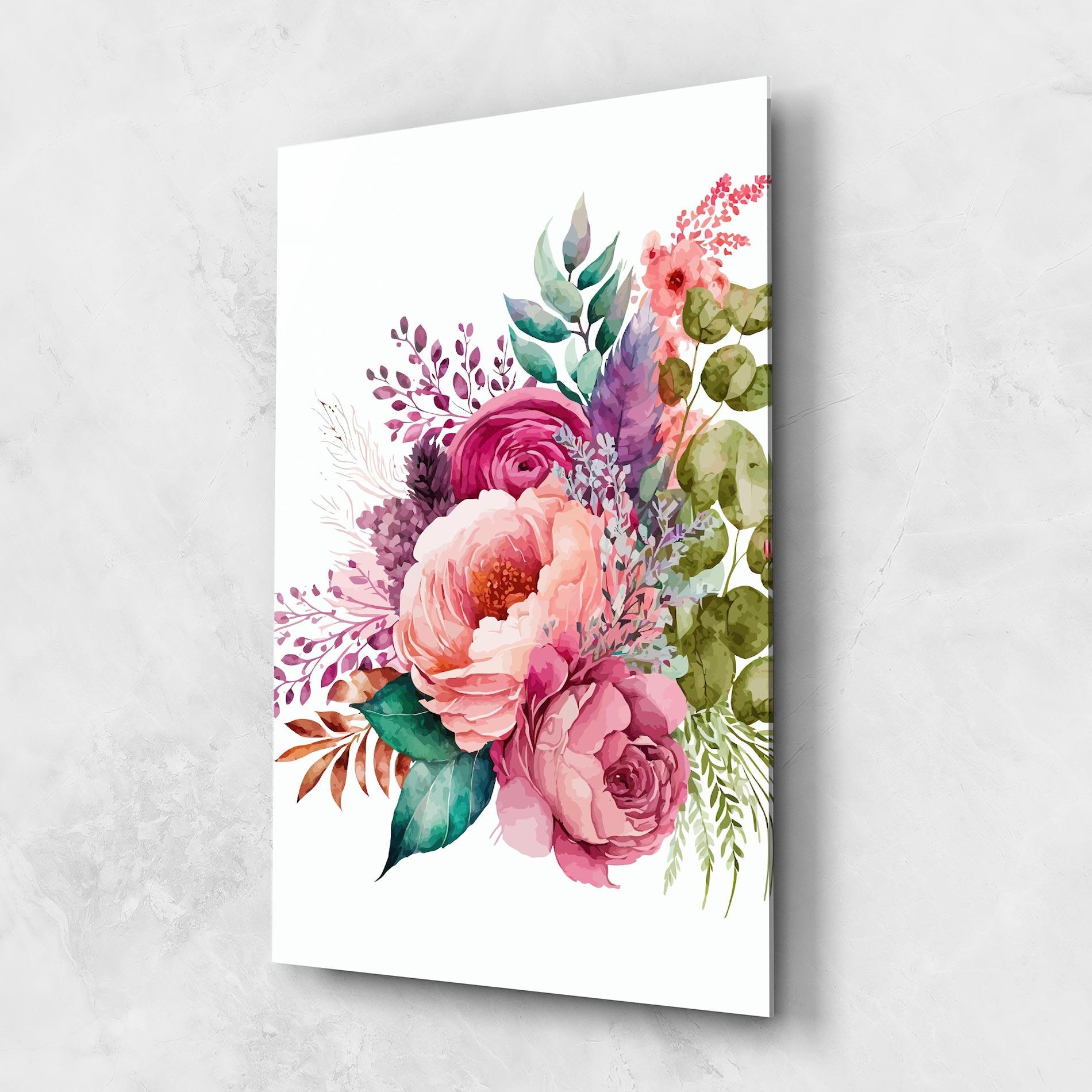 Tablou Sticla Bouquet Of Pink Roses mockup 1