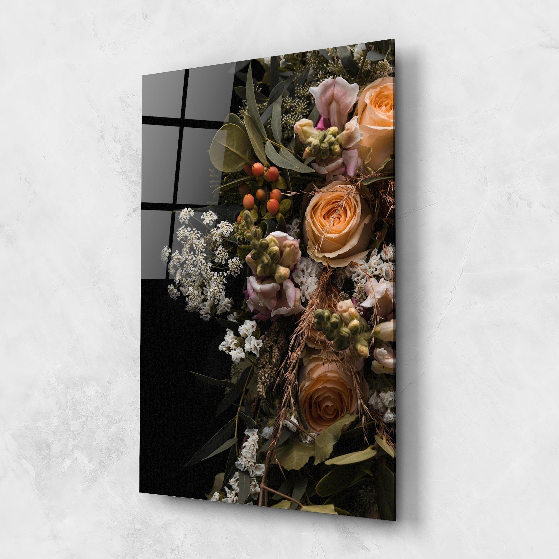 Tablou Sticla Dark Flower Bouquet mockup 1