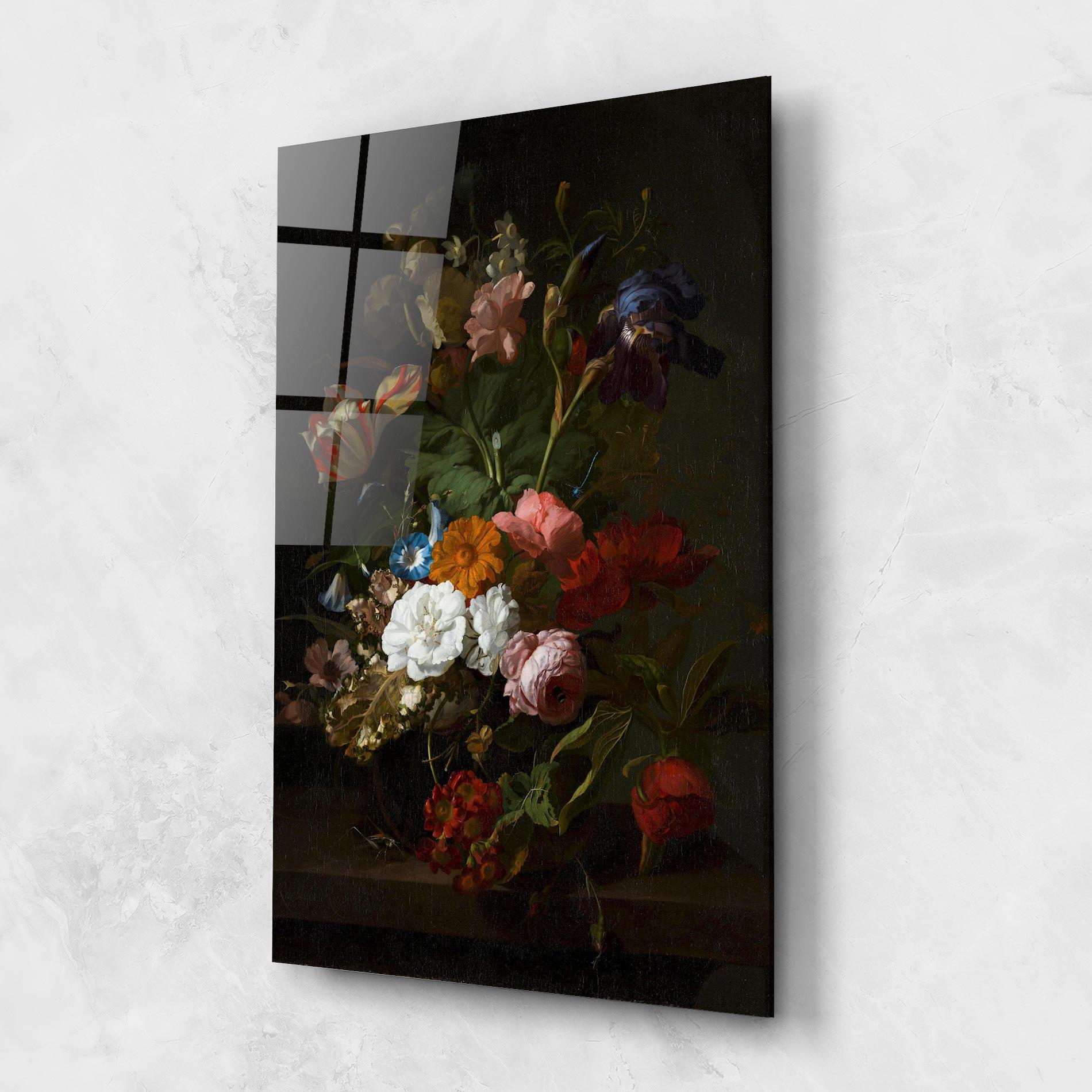 Tablou Sticla Dark Flowers Bouquet mockup 1