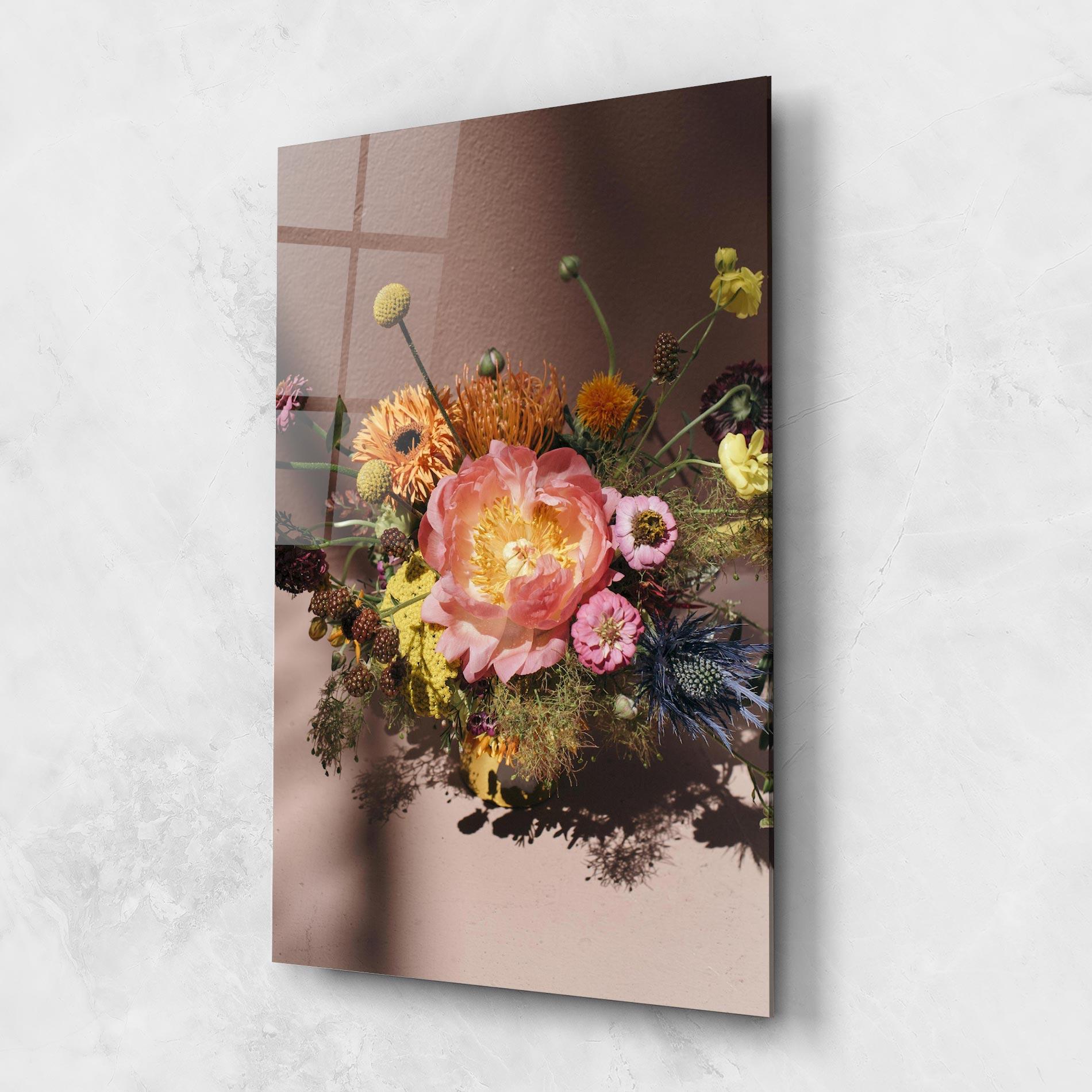 Tablou Sticla Pastel Orange Bouquet mockup 1