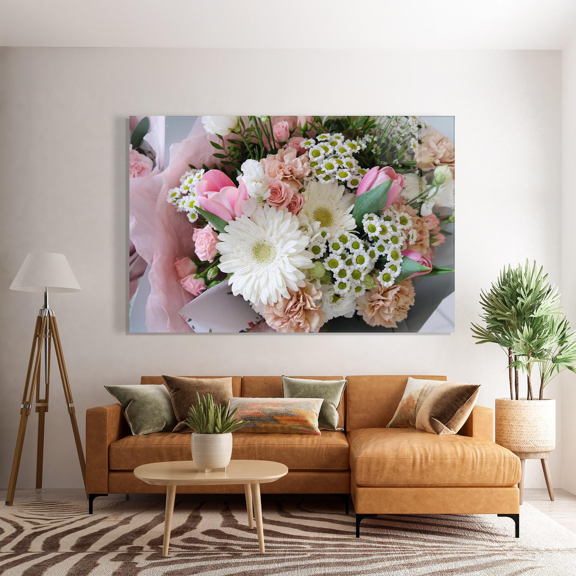 Tablou Sticla Flower Mix Bouquet mockup 7