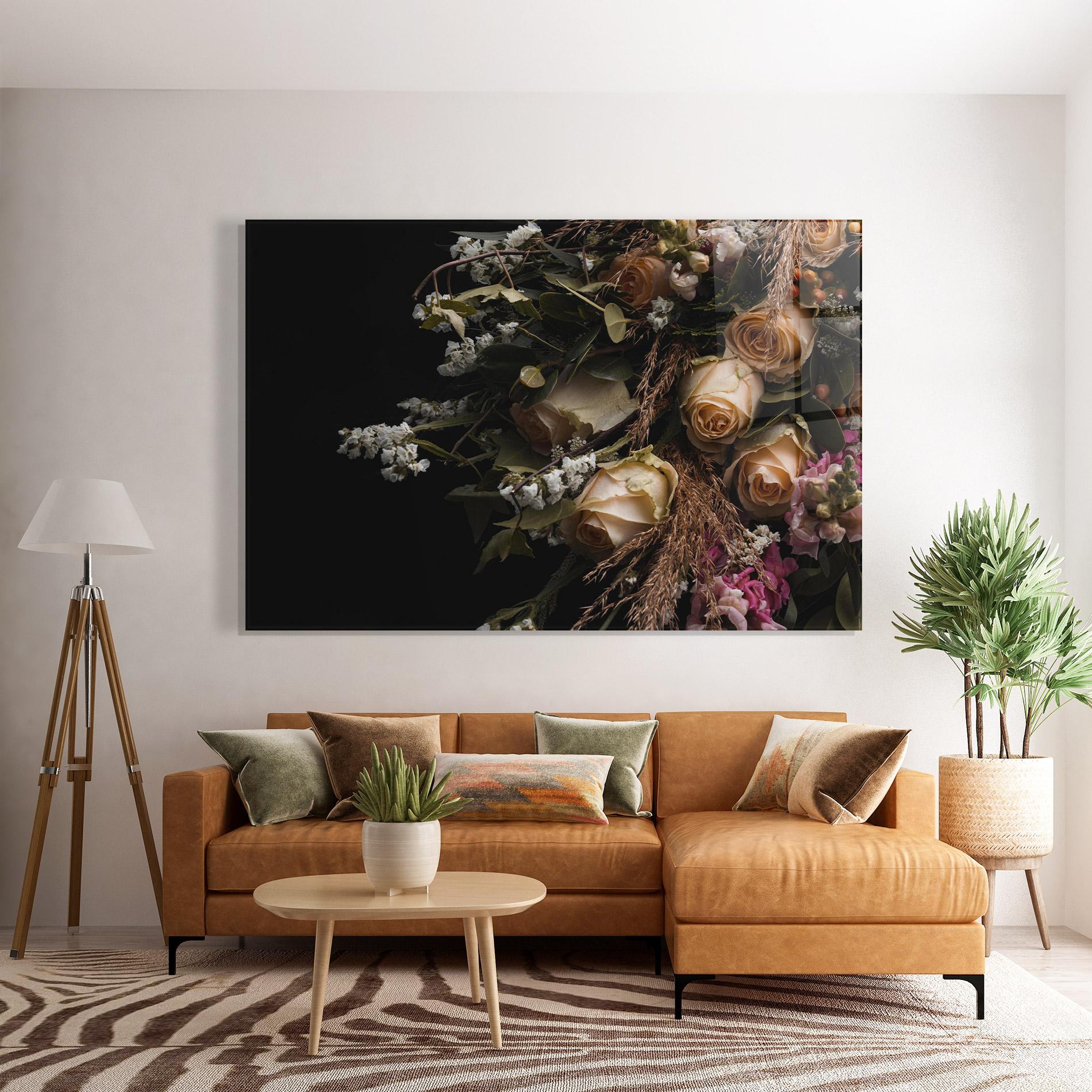 Tablou Sticla Luxurious Cream Bouquet mockup 7