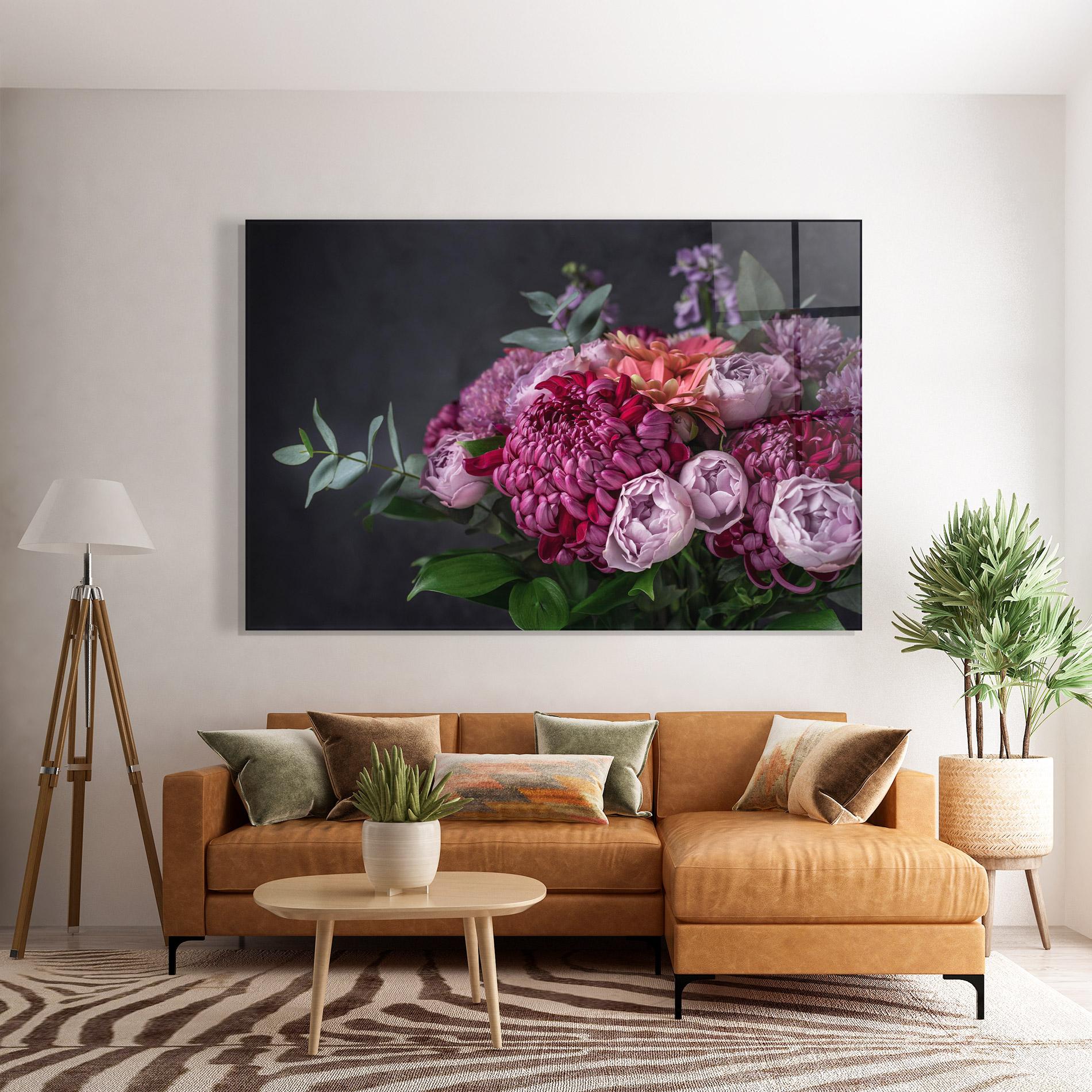 Tablou Sticla Mix Purple Bouquet mockup 7