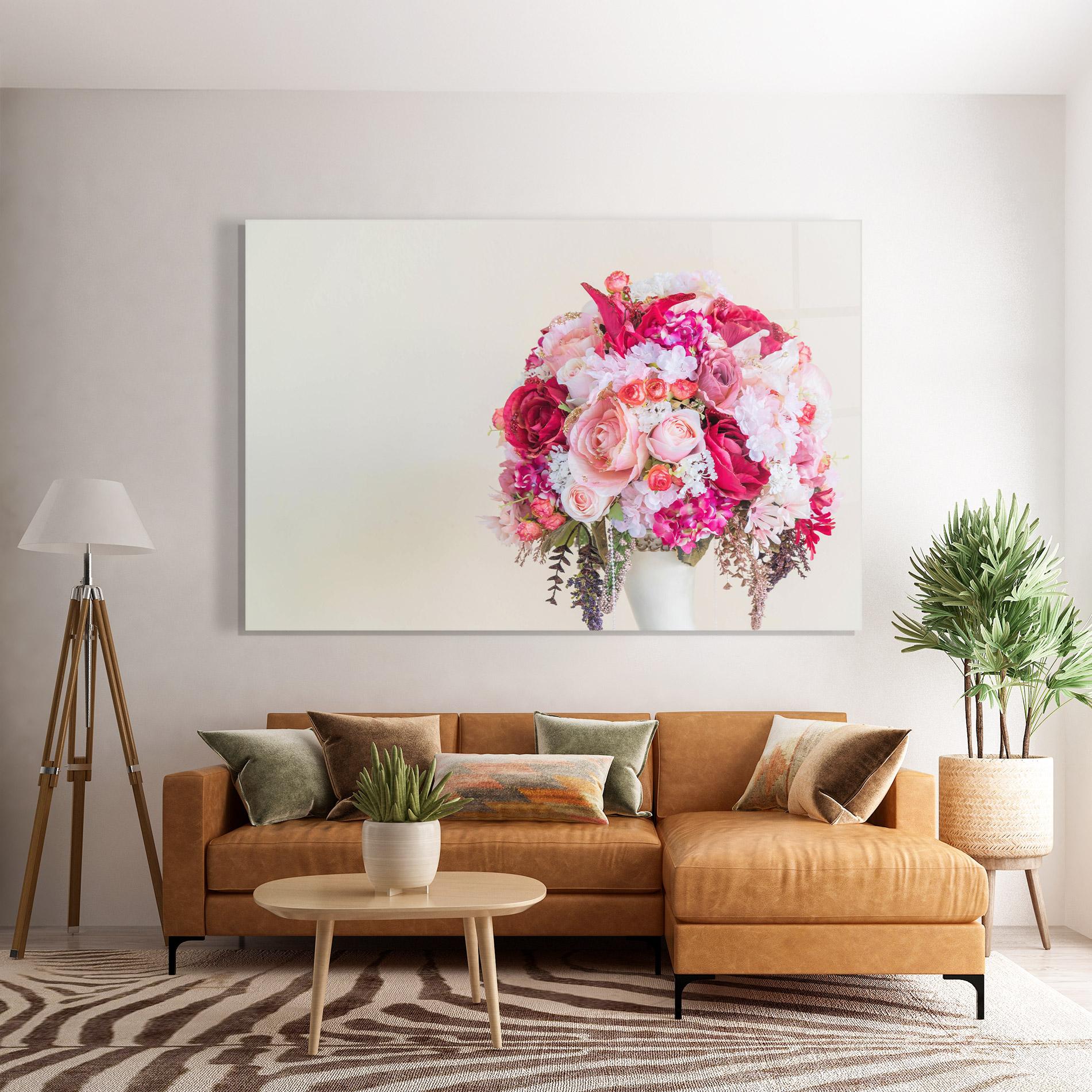 Tablou Sticla Mixed Pink Flowers mockup 7