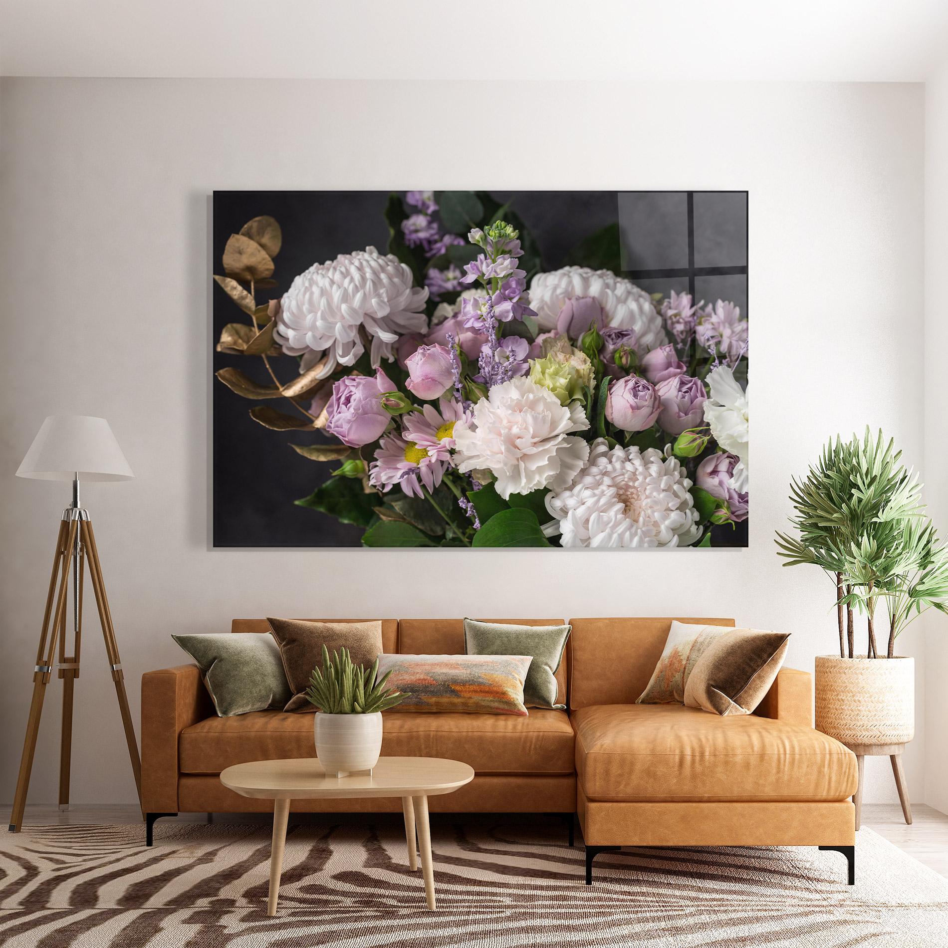 Tablou Sticla Pastel Purple Bouquet mockup 7