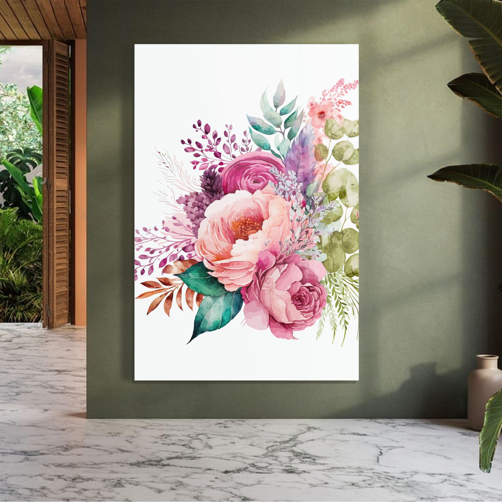 Tablou Sticla Bouquet Of Pink Roses mockup 7
