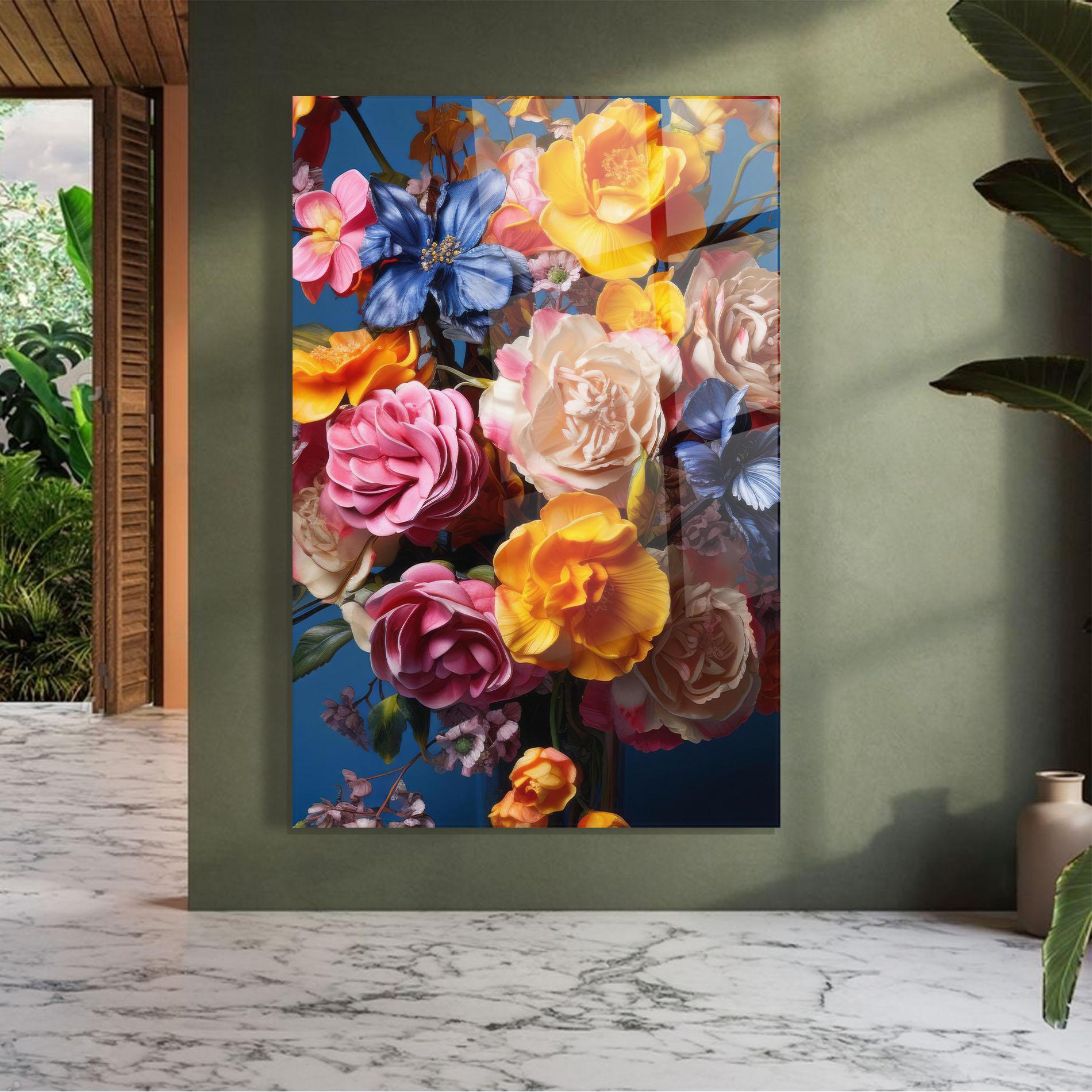 Tablou Sticla Colorful Flower Bouquet mockup 7