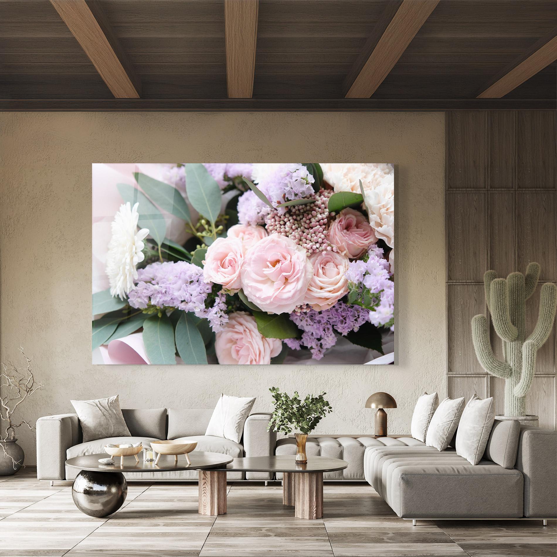 Tablou Sticla Beautiful Pink Roses mockup 8