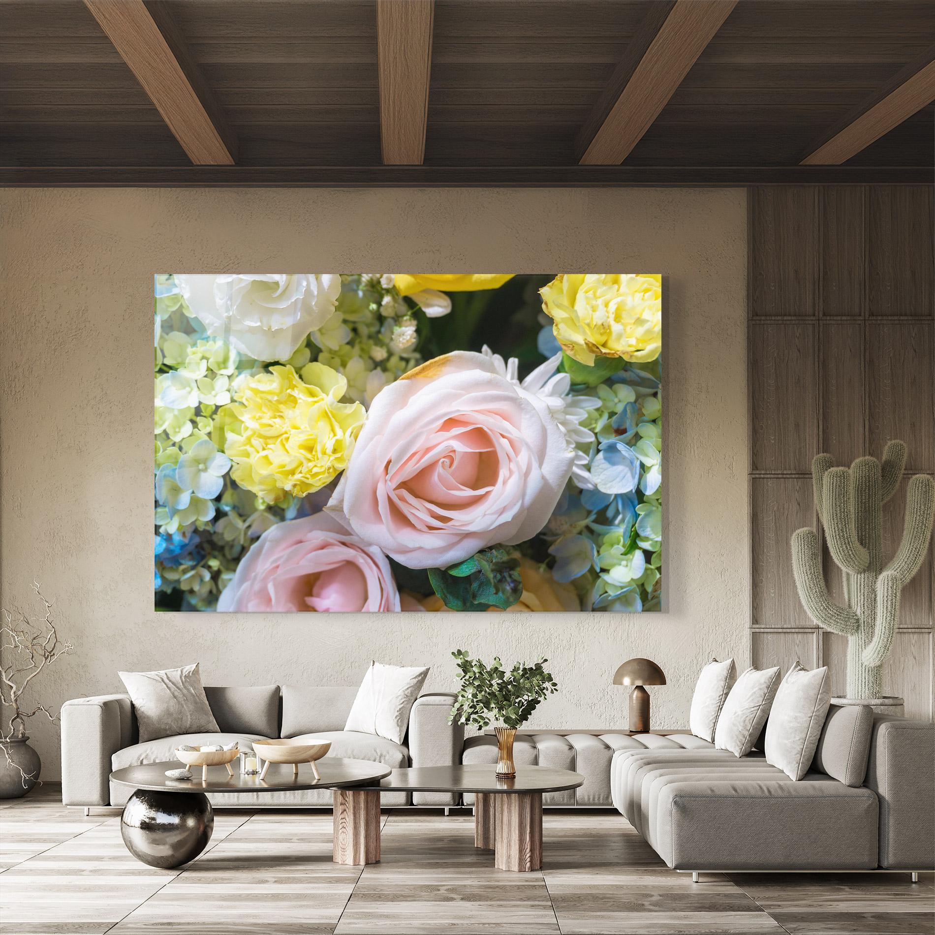 Tablou Sticla Bouquet Light Pink mockup 8