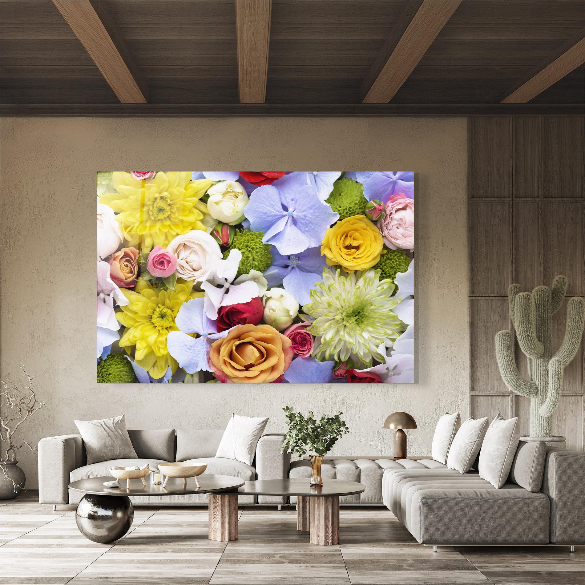 Tablou Sticla Color Mix Flower Bouquet mockup 8