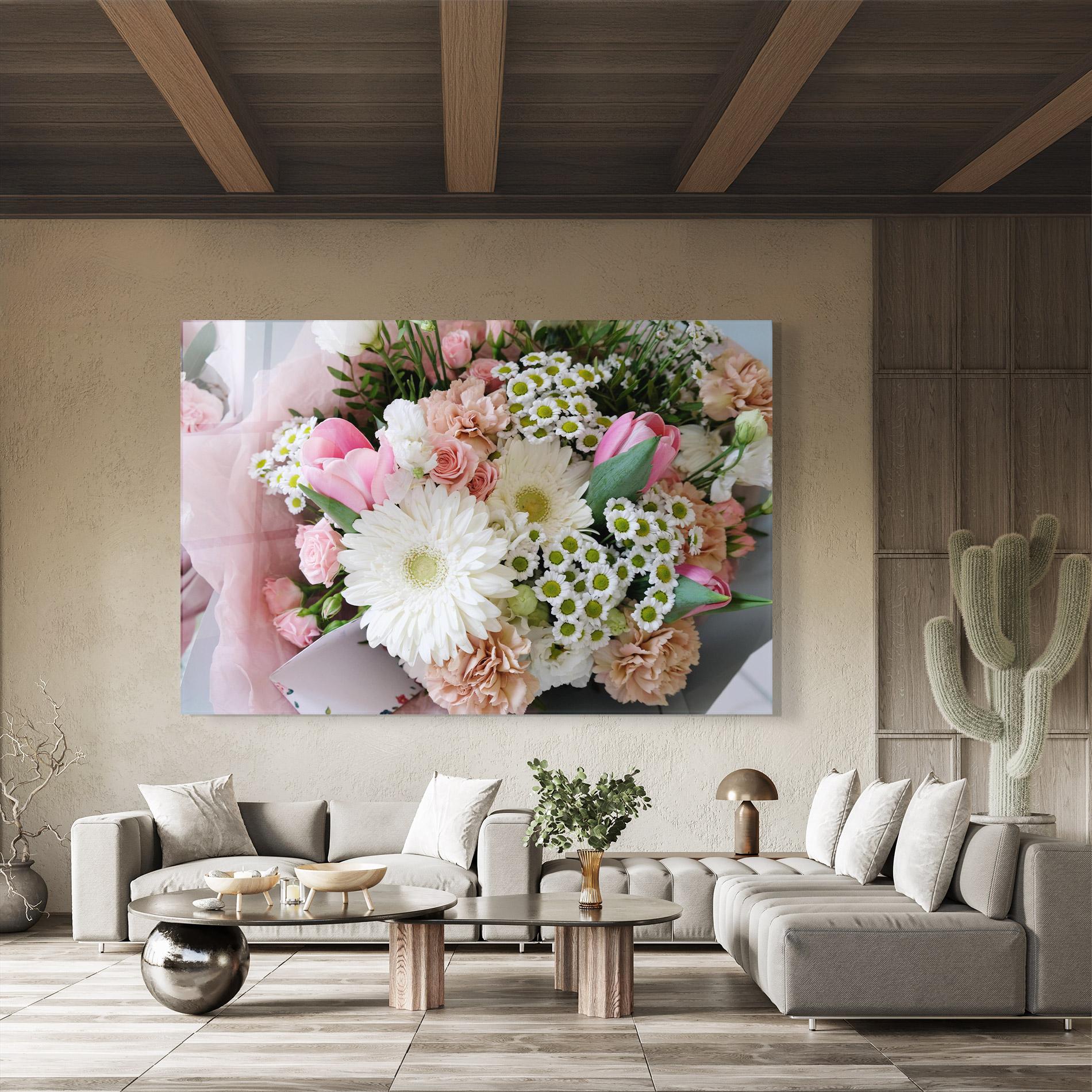 Tablou Sticla Flower Mix Bouquet mockup 8