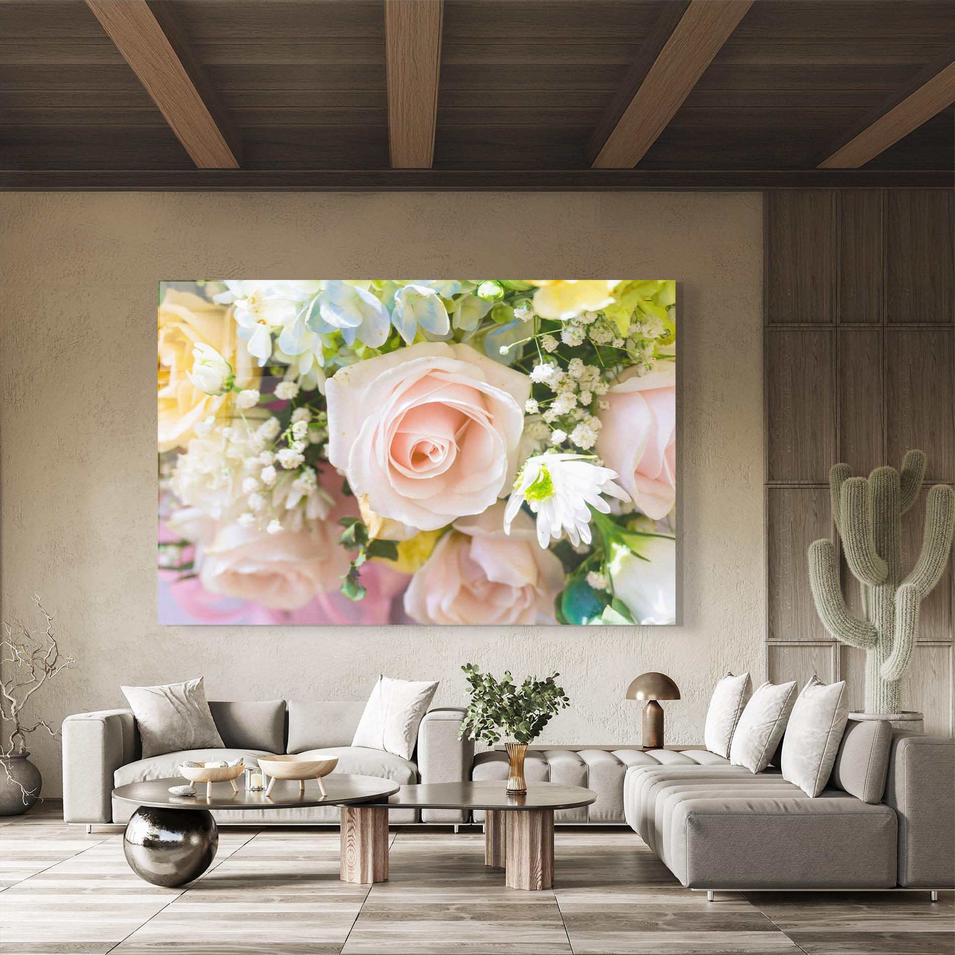 Tablou Sticla Light Pink Bouquet mockup 8