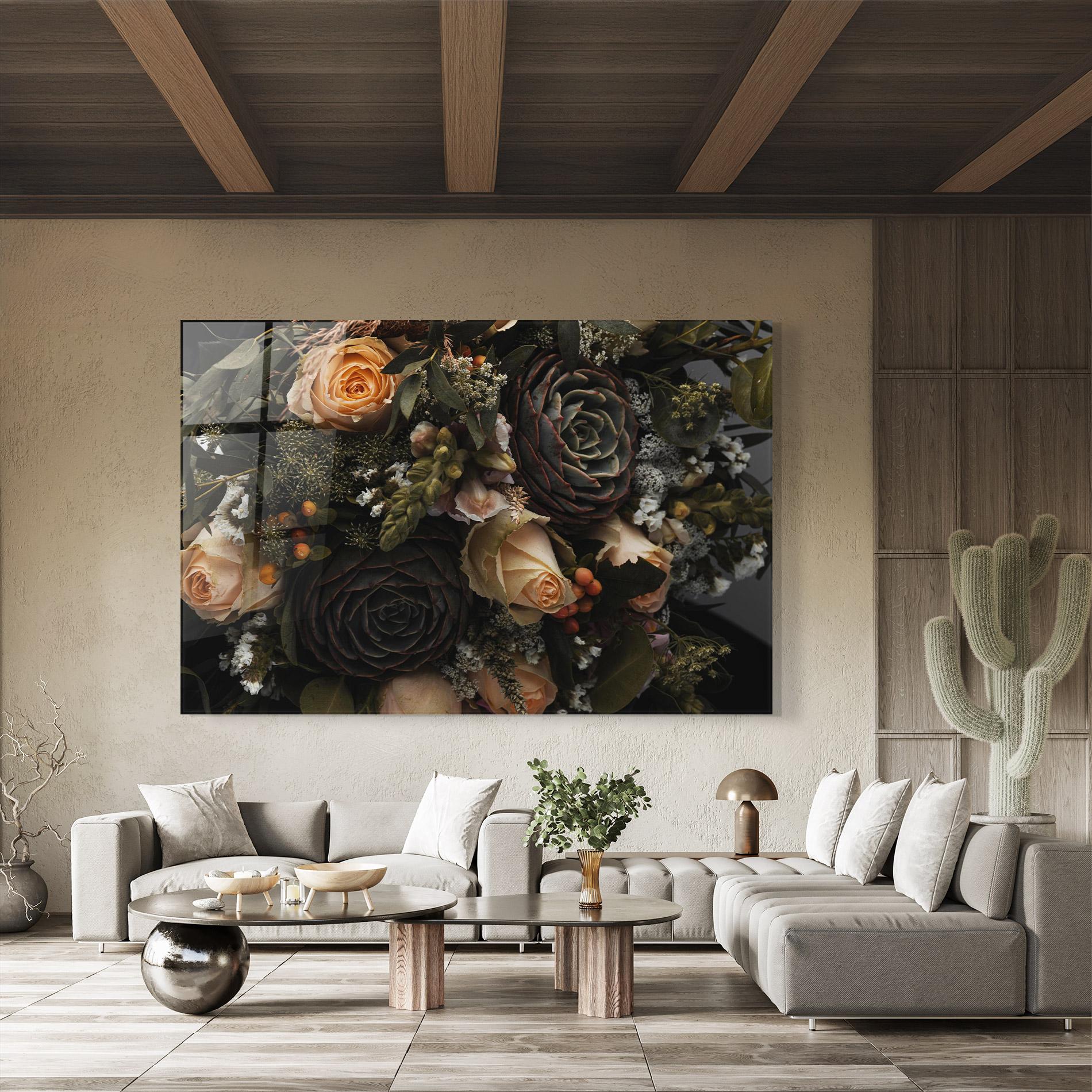 Tablou Sticla Luxurious Black Bouquet mockup 8