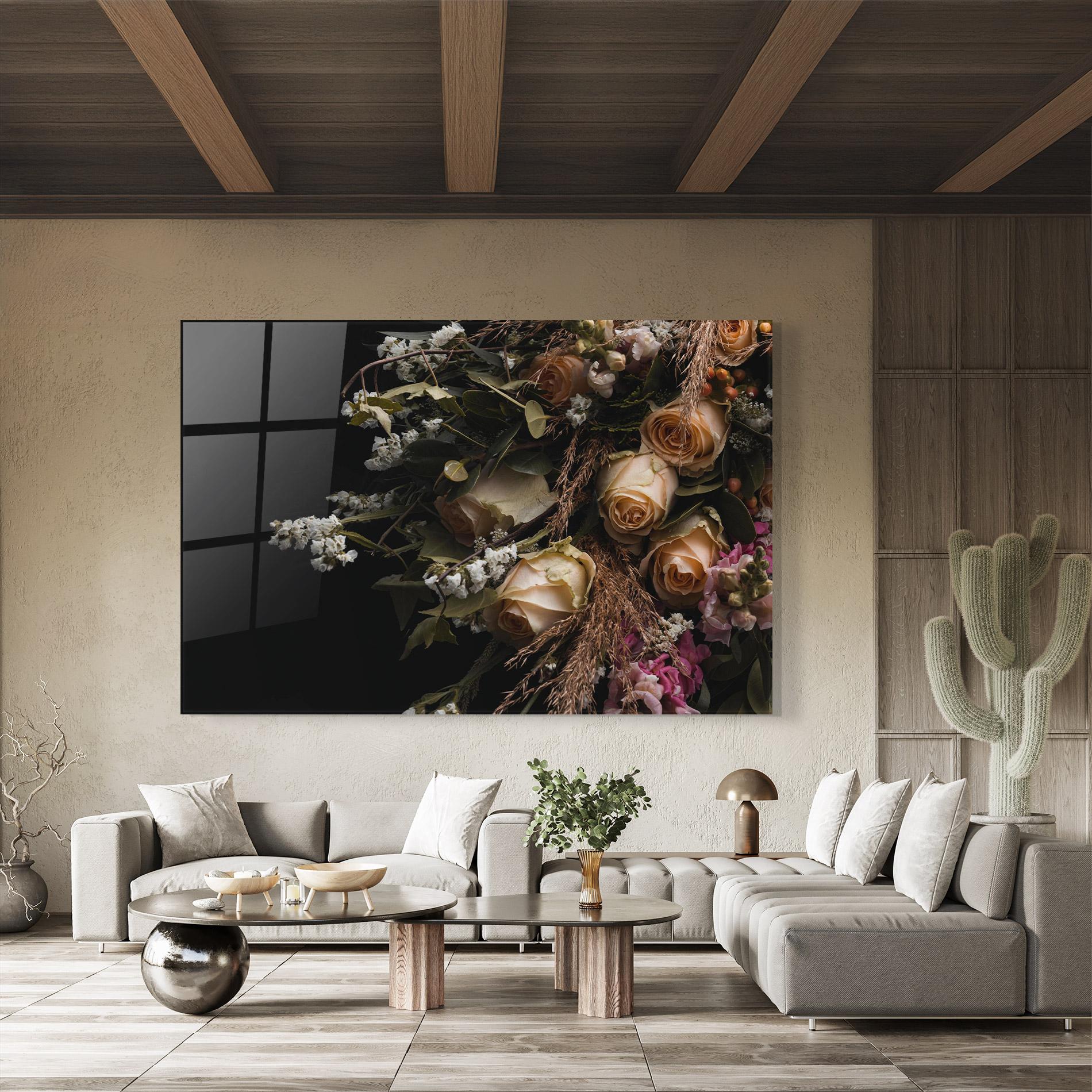 Tablou Sticla Luxurious Cream Bouquet mockup 8