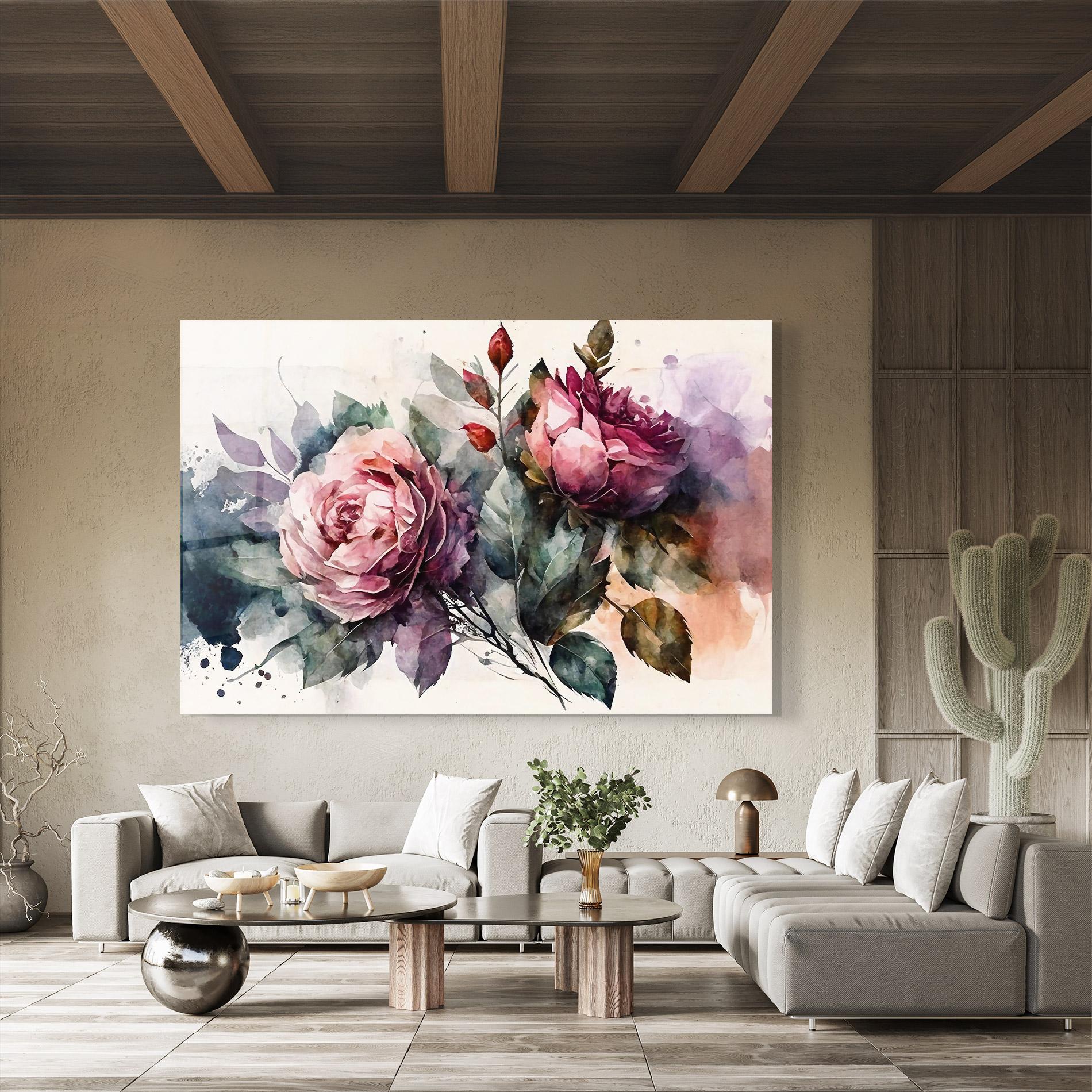 Tablou Sticla Roses Bouquet Art mockup 8