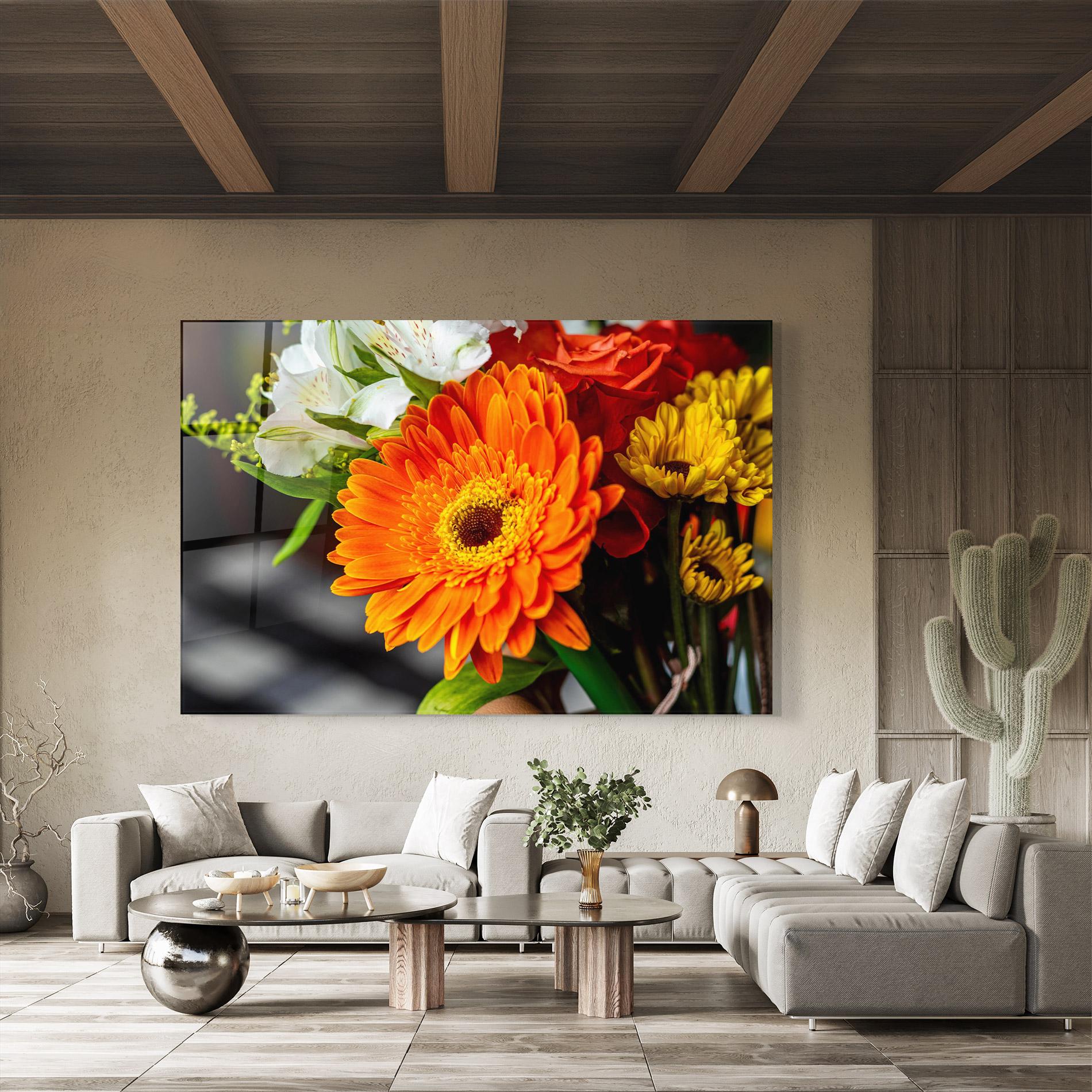 Tablou Sticla Strong Orange Bouquet mockup 8