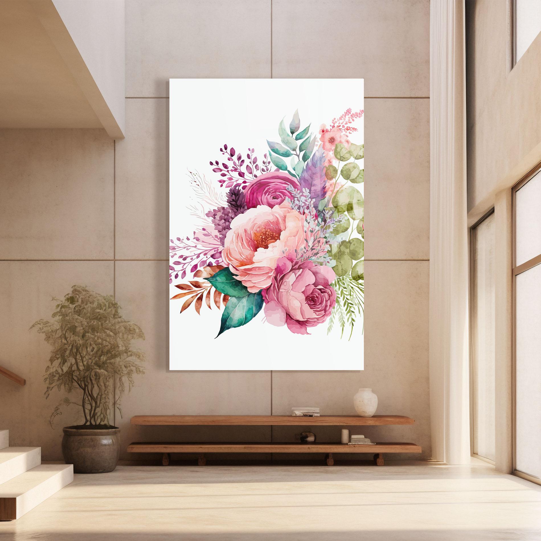 Tablou Sticla Bouquet Of Pink Roses mockup 8