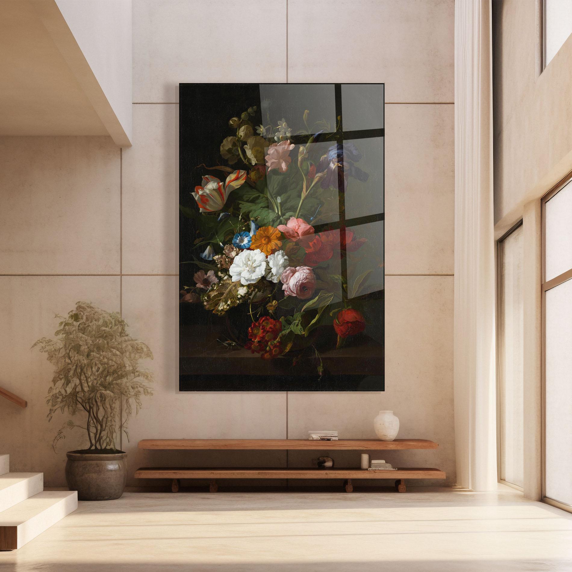 Tablou Sticla Dark Flowers Bouquet mockup 8