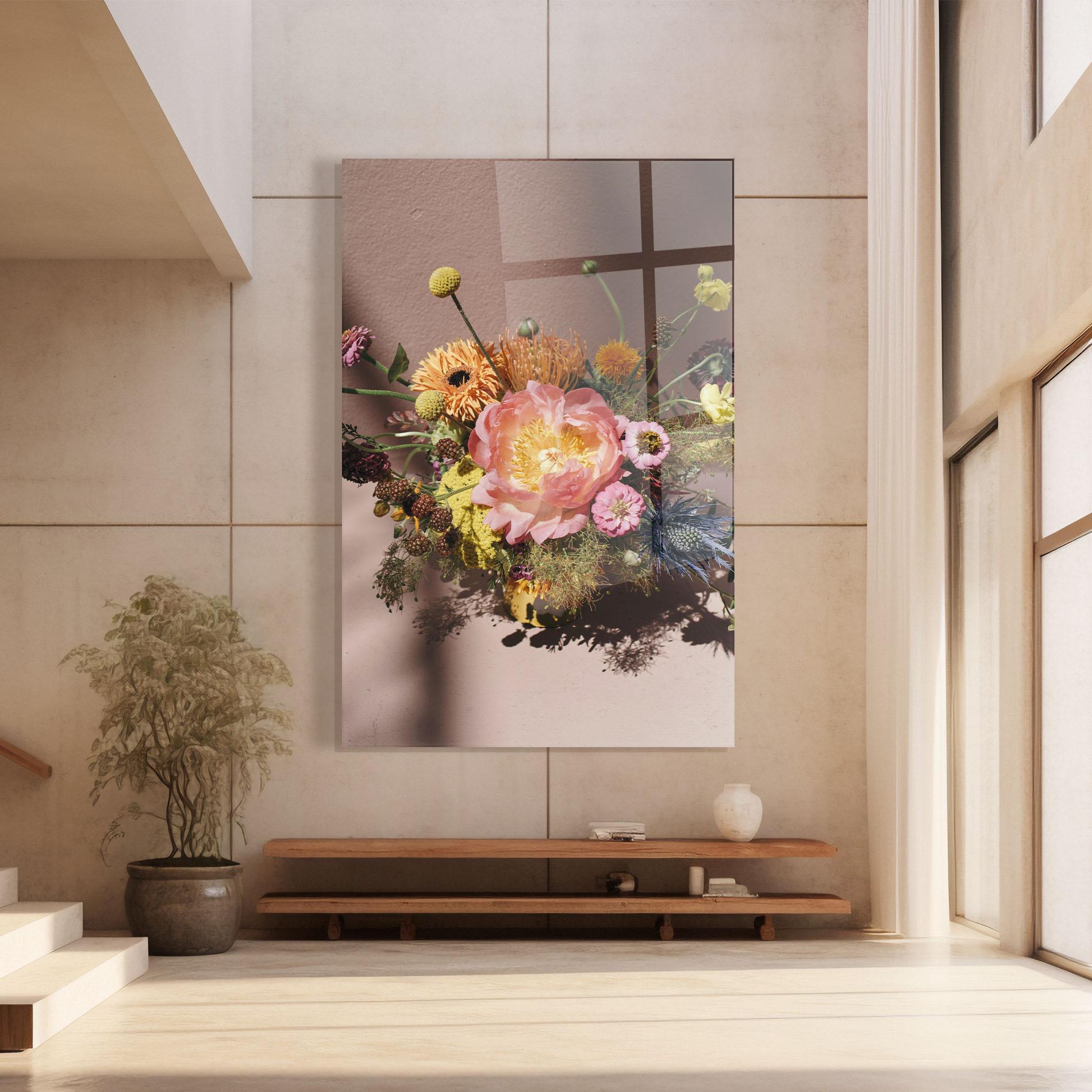 Tablou Sticla Pastel Orange Bouquet mockup 8