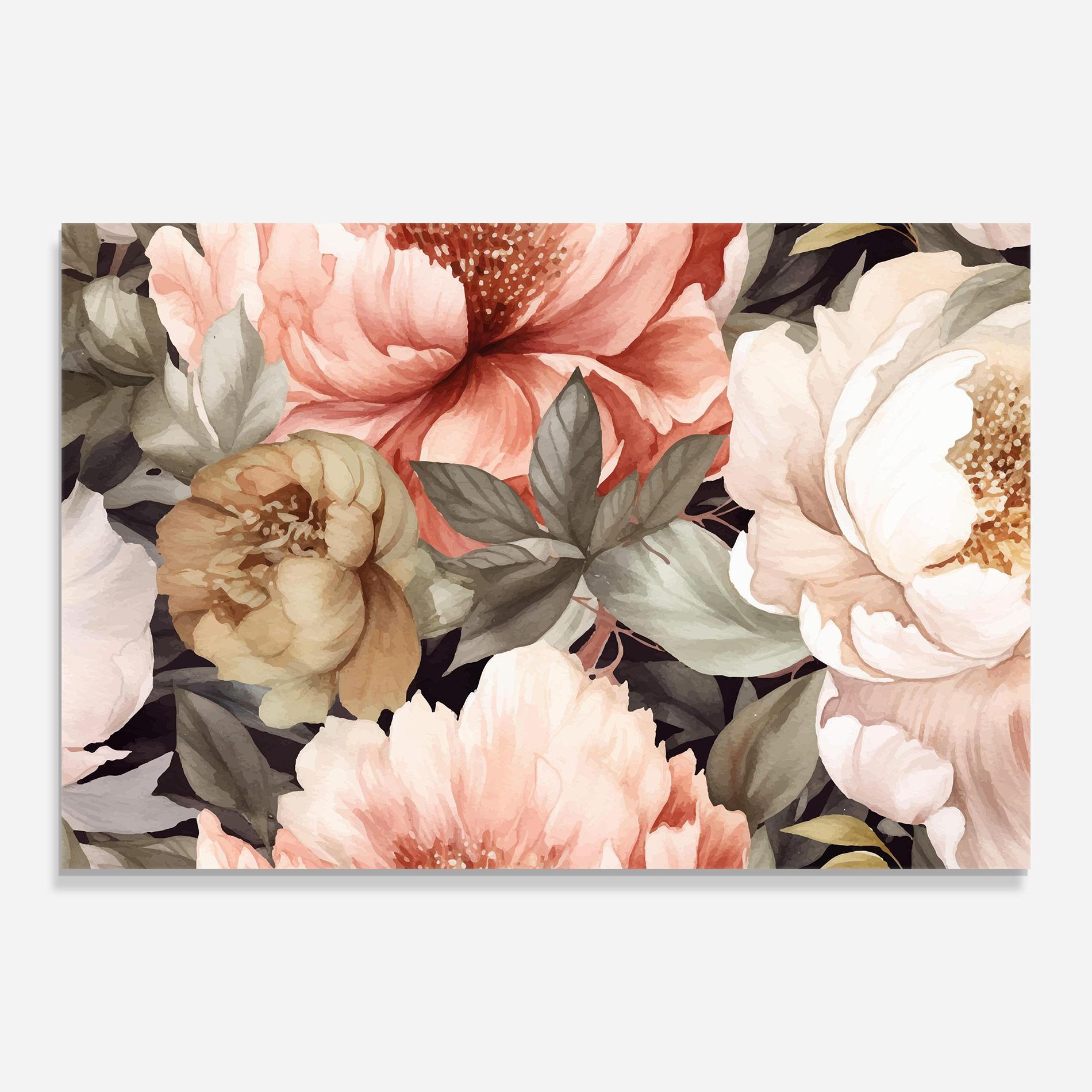 Tablou Sticla Cream Pink Peony mockup 0