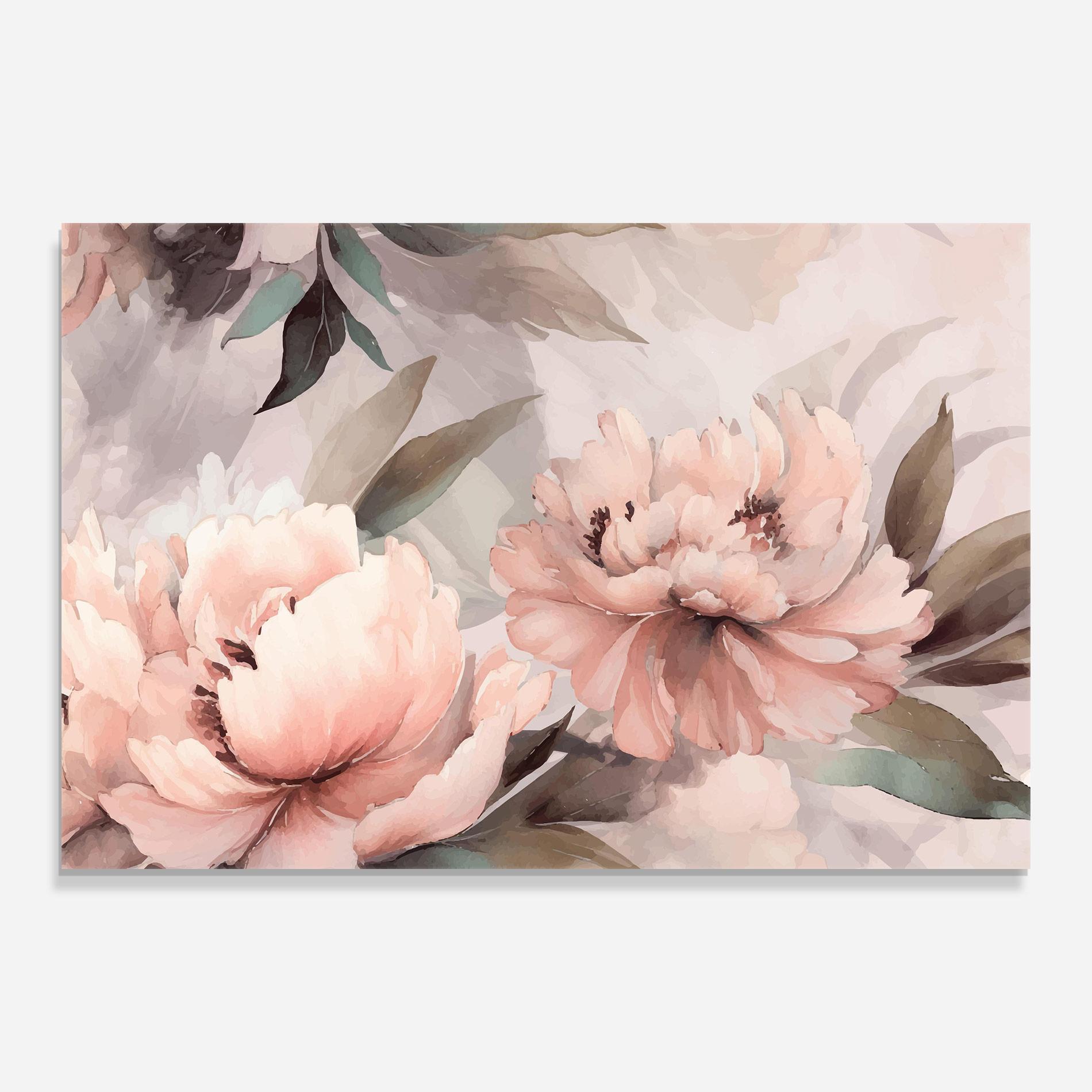 Tablou Sticla Dreamy Peony Art mockup 0