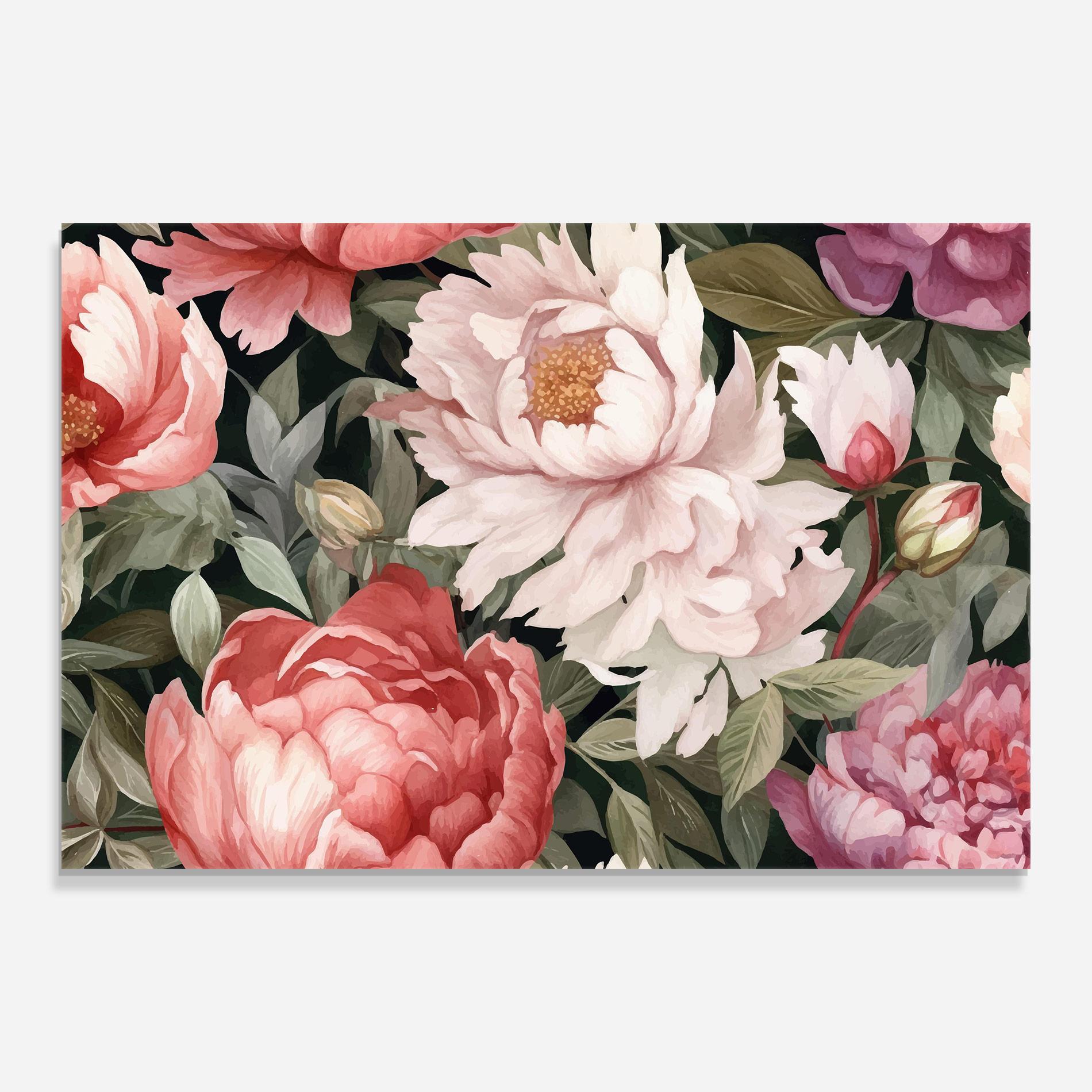 Tablou Sticla Light Peony Art mockup 0