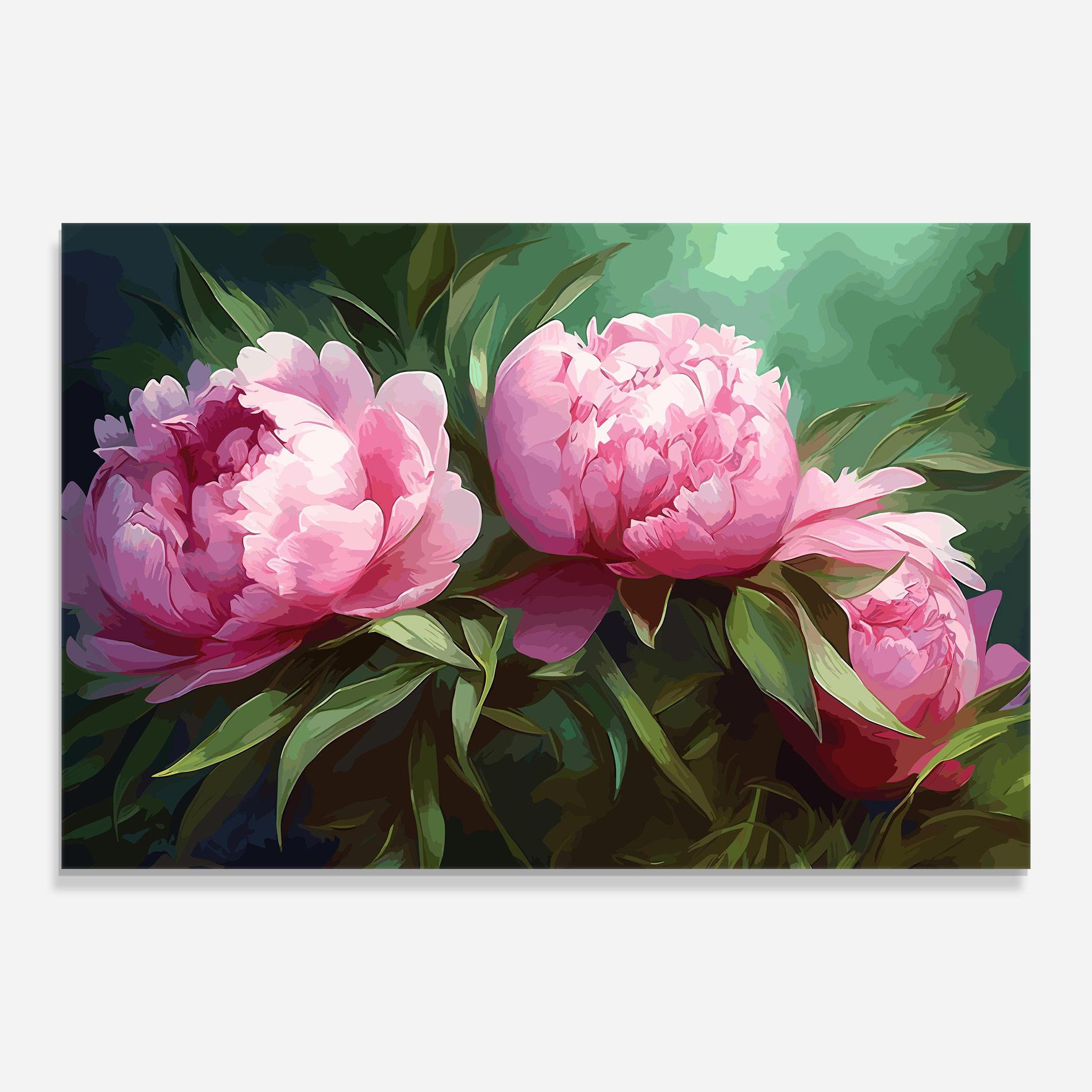 Tablou Sticla Peonies Art mockup 0