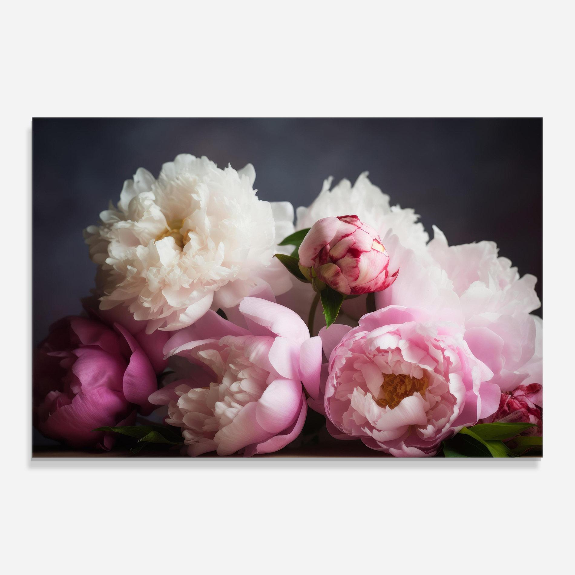 Tablou Sticla Peonies With Grey mockup 0