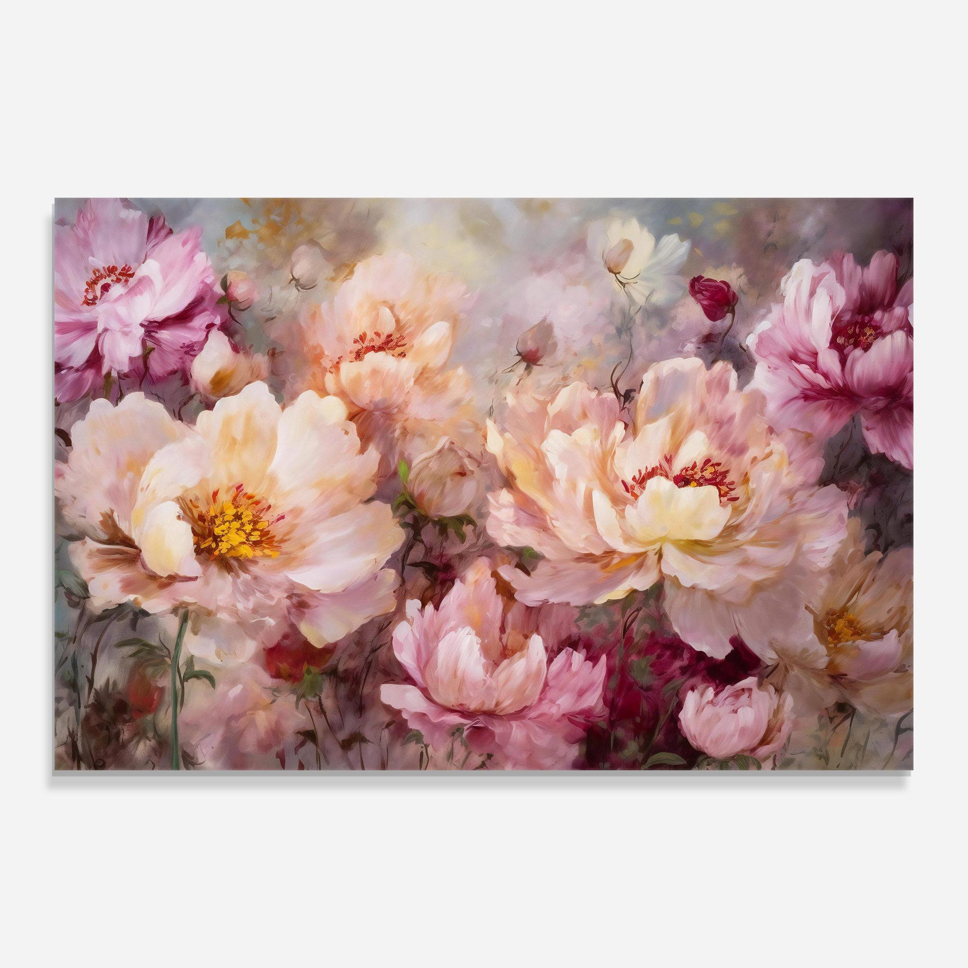 Tablou Sticla Peony Painting Art mockup 0