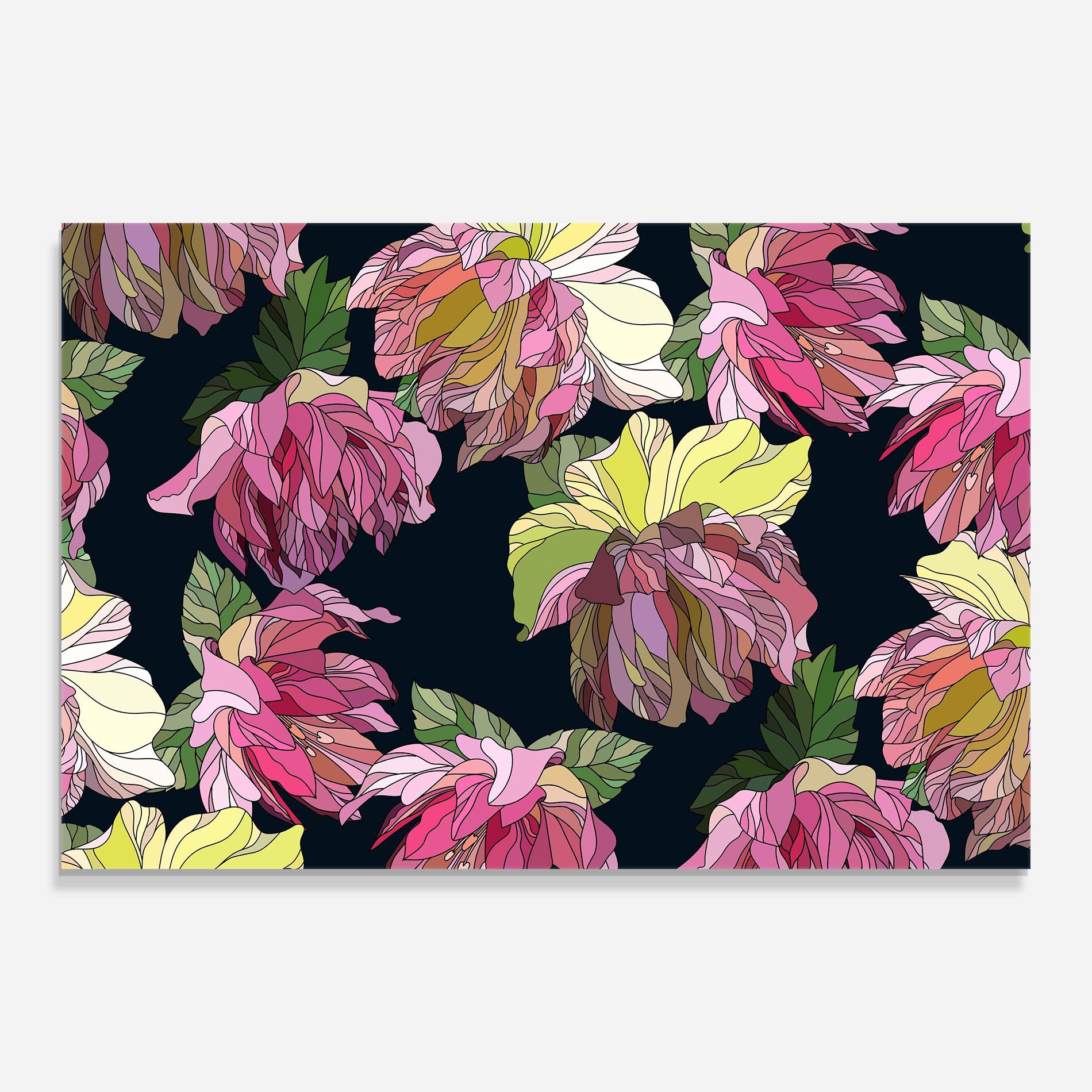 Tablou Sticla Pretty Peony Art mockup 0