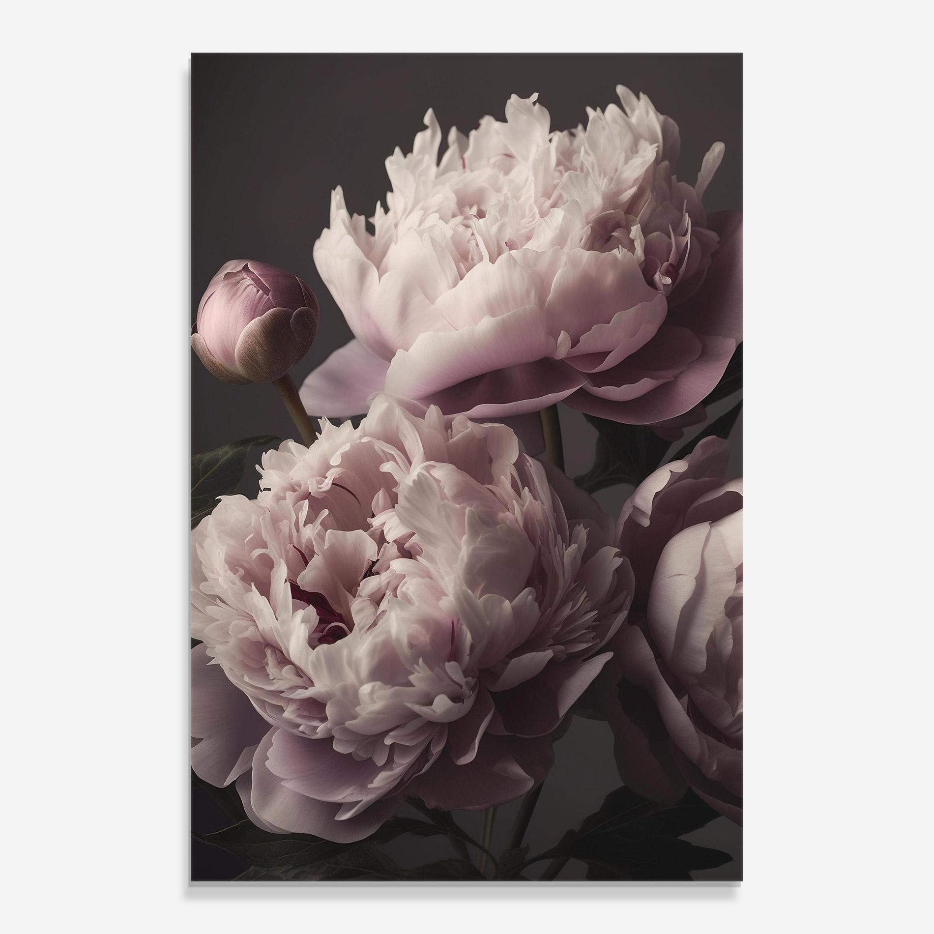 Tablou Sticla Grey Pastel Pink Peony mockup 0