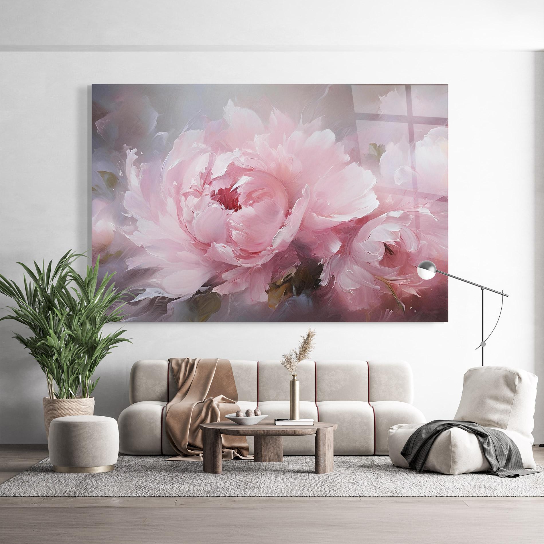 Tablou Sticla Dreamy Painting Peony mockup 9