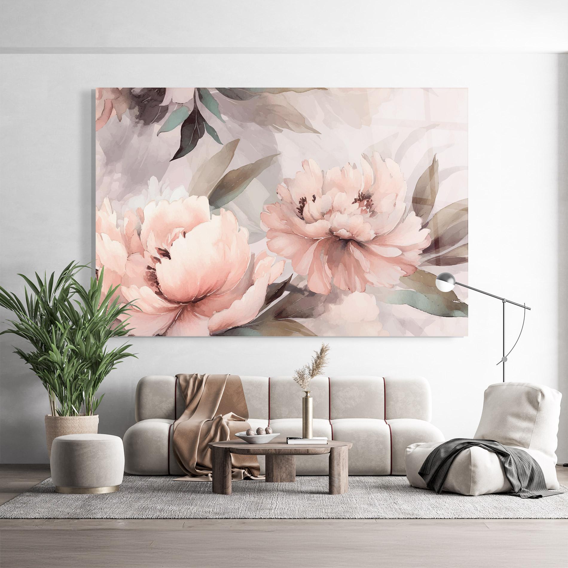 Tablou Sticla Dreamy Peony Art mockup 9