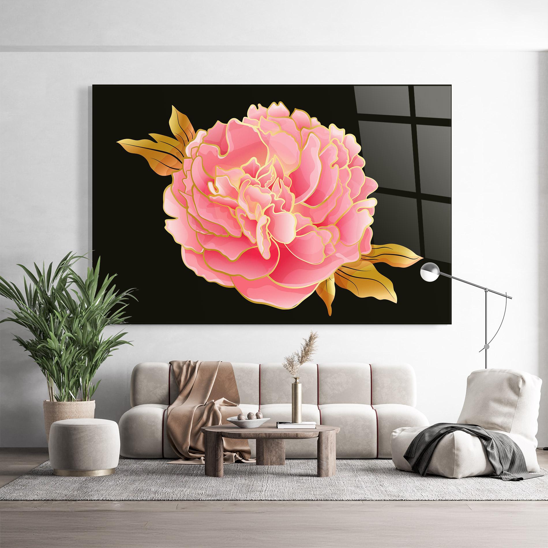 Tablou Sticla Gold Pinkk Peony mockup 9