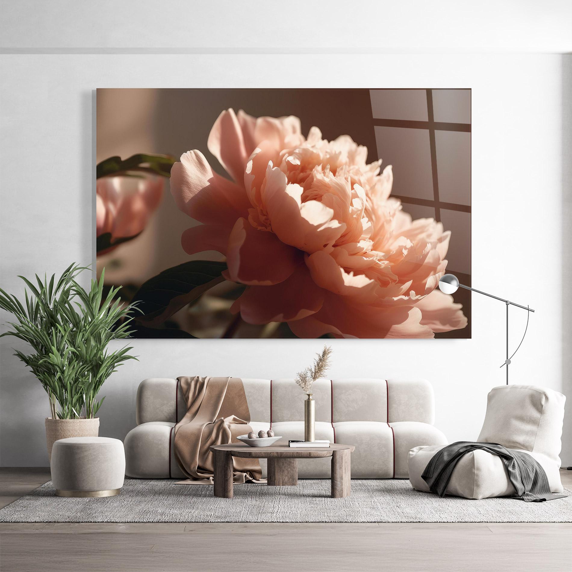 Tablou Sticla Light Orange Peony View mockup 9