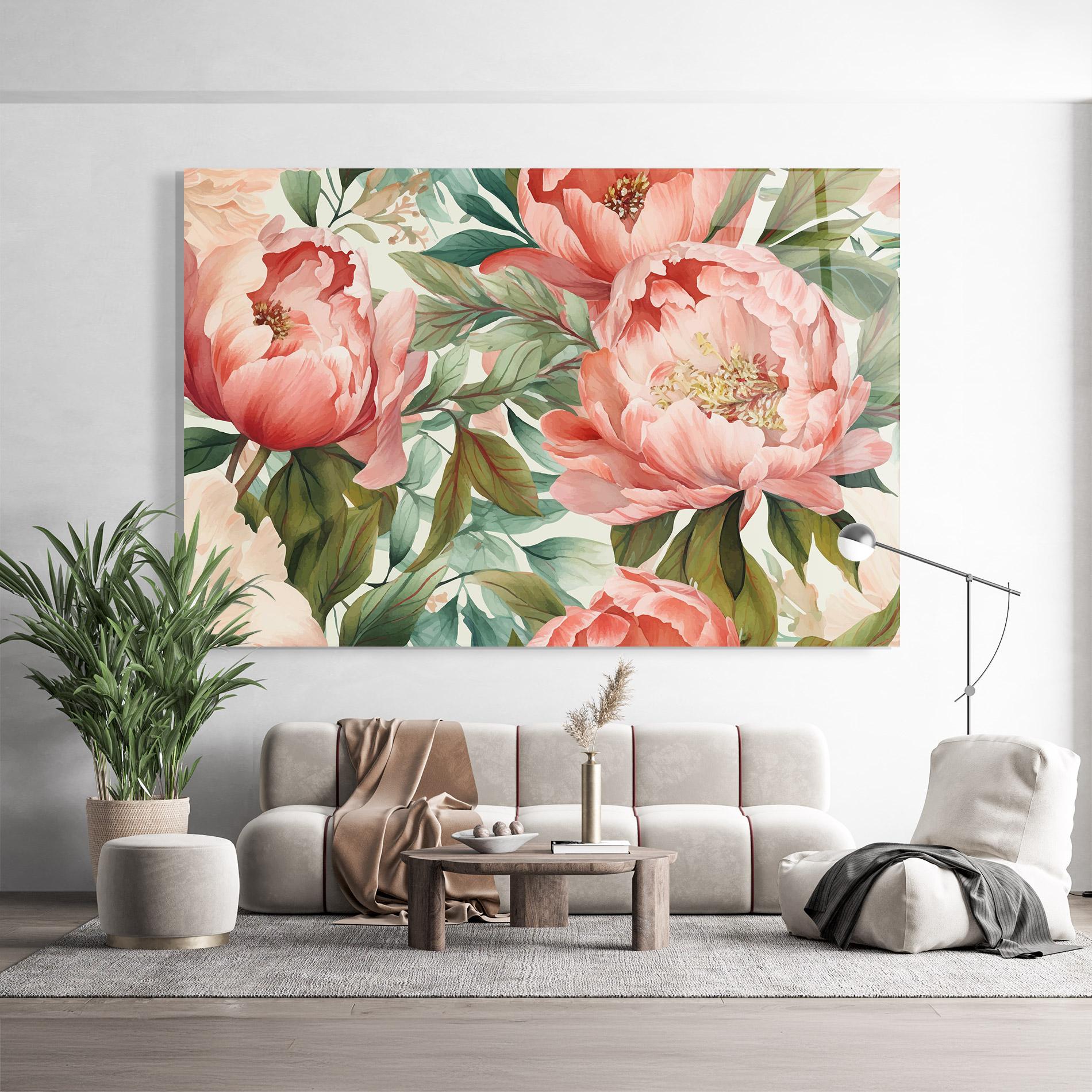 Tablou Sticla Light Red Peony mockup 9